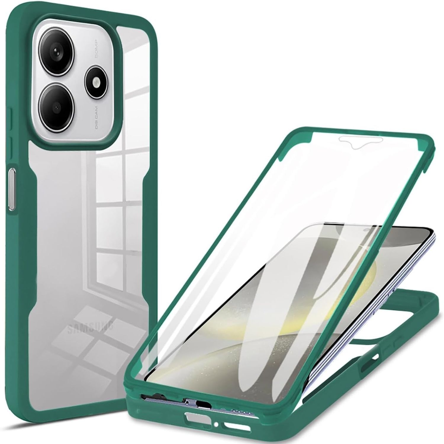 F&uuml;r Xiaomi Redmi Note 14 5G Full 360 Acrylic Hybrid TPU H&uuml;lle D- Gr&uuml;n - Bild 1