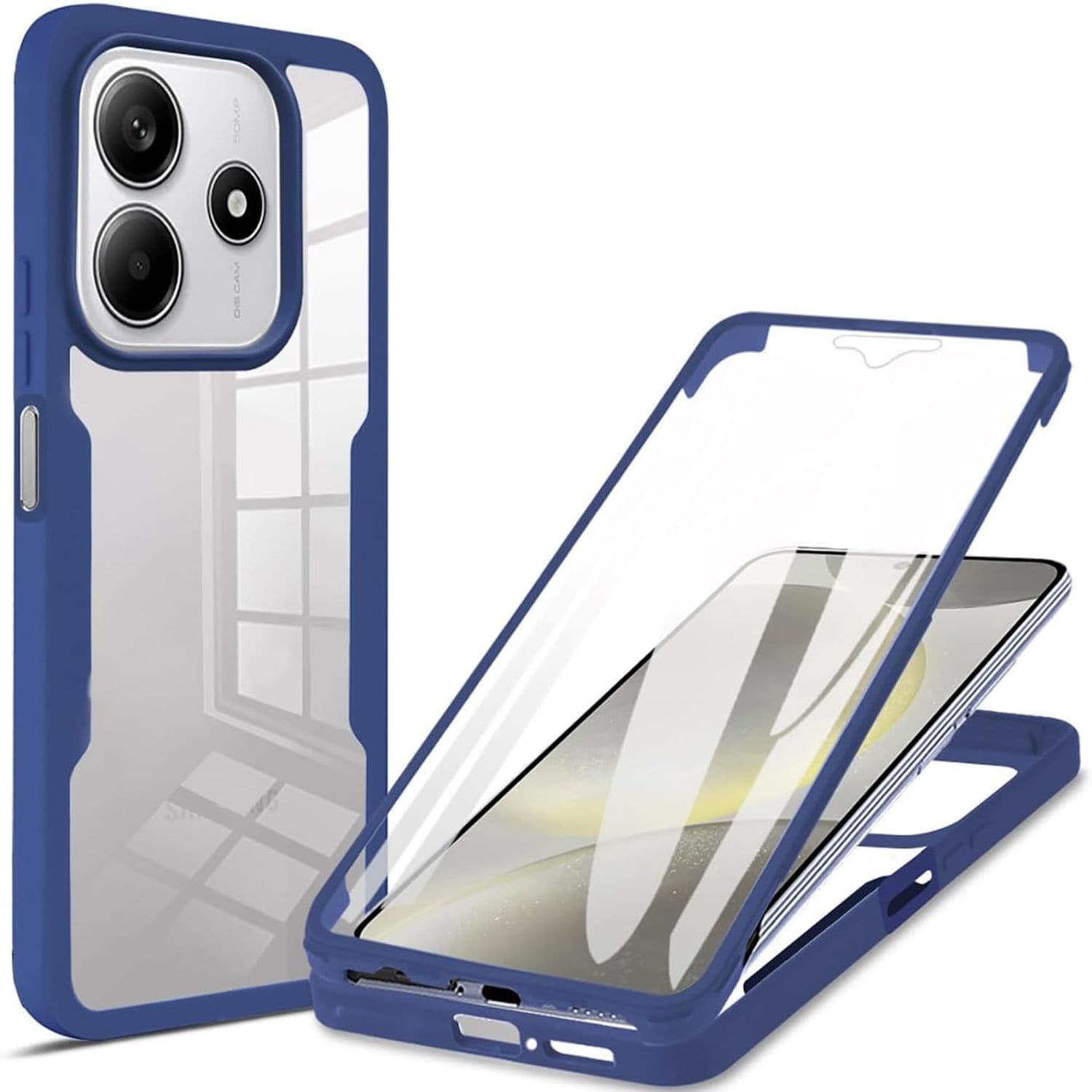 F&uuml;r Xiaomi Redmi Note 14 5G Full 360 Acrylic Hybrid TPU H&uuml;lle D- Blau - Bild 1