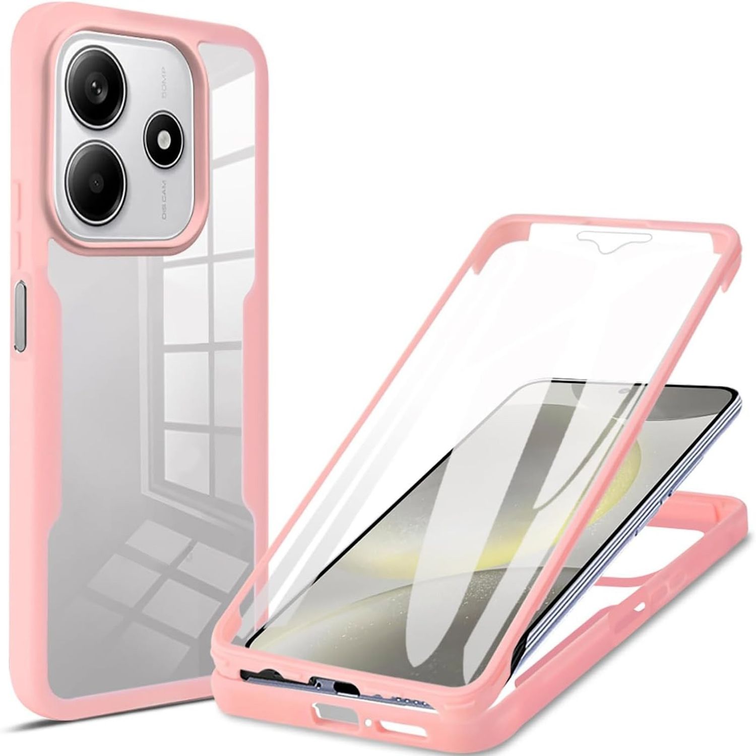 F&uuml;r Xiaomi Redmi Note 14 5G Full 360 Grad Acrylic Hybrid TPU H&uuml;lle Rosa - Bild 1