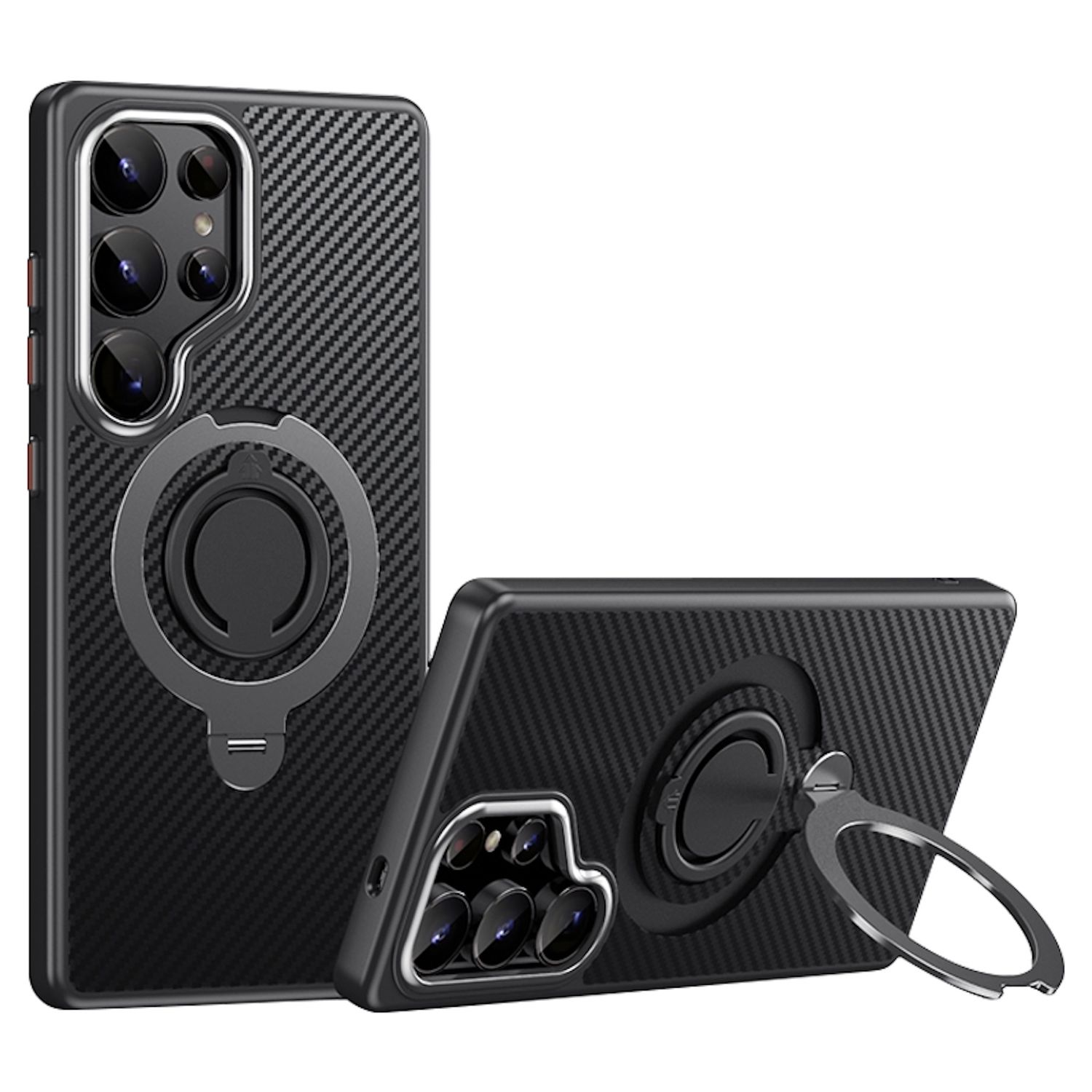 F&uuml;r Samsung Galaxy S25 Ultra MagSafe Carbon Design TPU 360 Ring H&uuml;lle - Bild 1