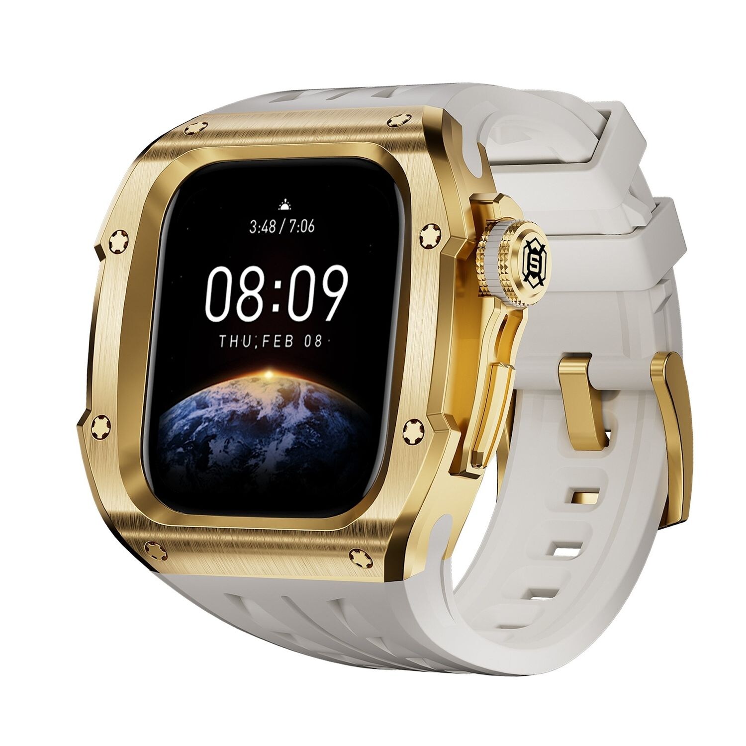 Für Apple Watch Series 10 46mm Hochwertiges Silikon Arm Band mit Metall Gehäuse