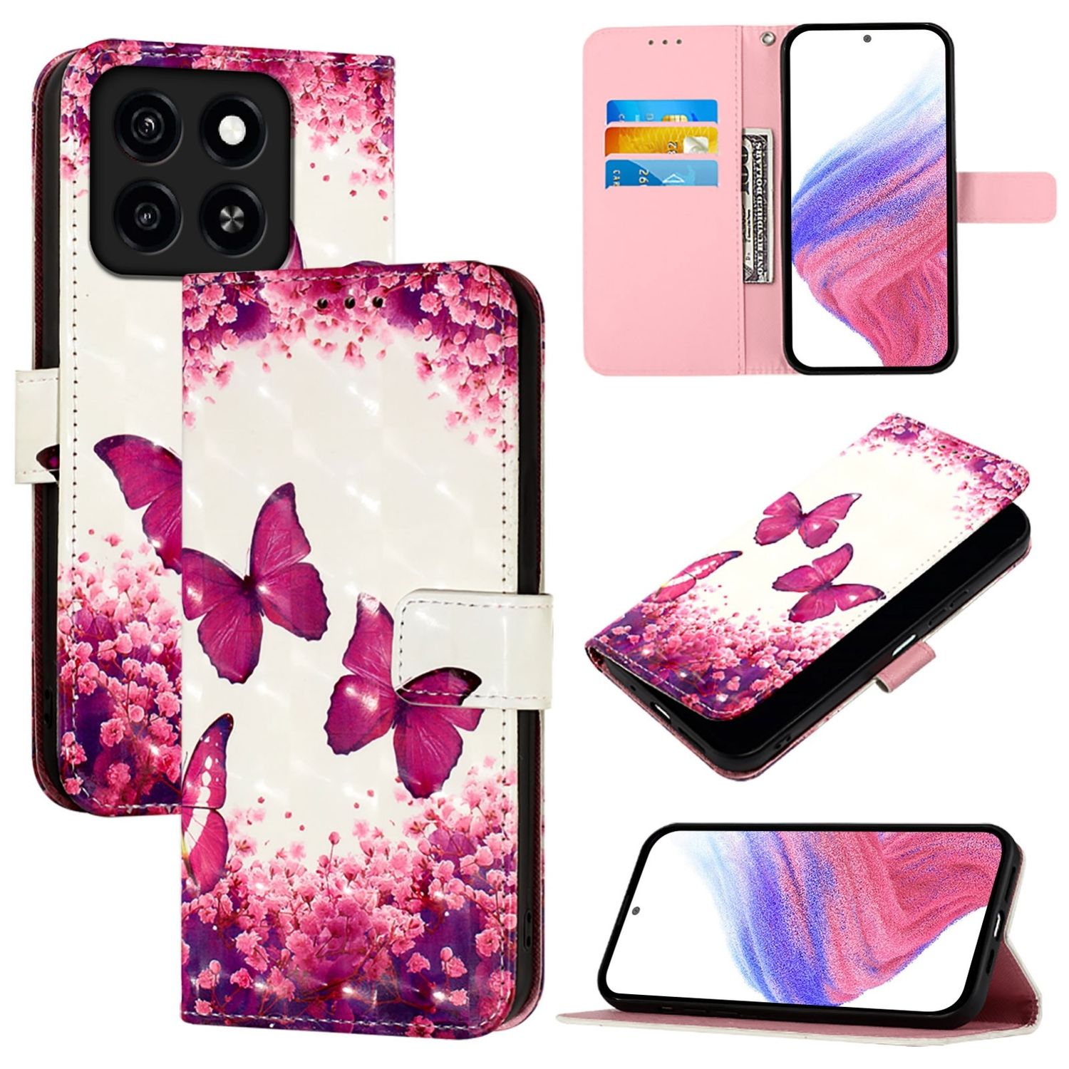 F&uuml;r ZTE Blade A35 / A55 Kunstleder Tasche H&uuml;lle Wallet Design Motiv 2 - Bild 1