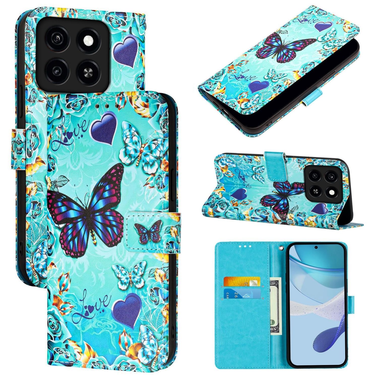 F&uuml;r ZTE Blade A35 / A55 Kunstleder Tasche H&uuml;lle Wallet Design Motiv 4 - Bild 1