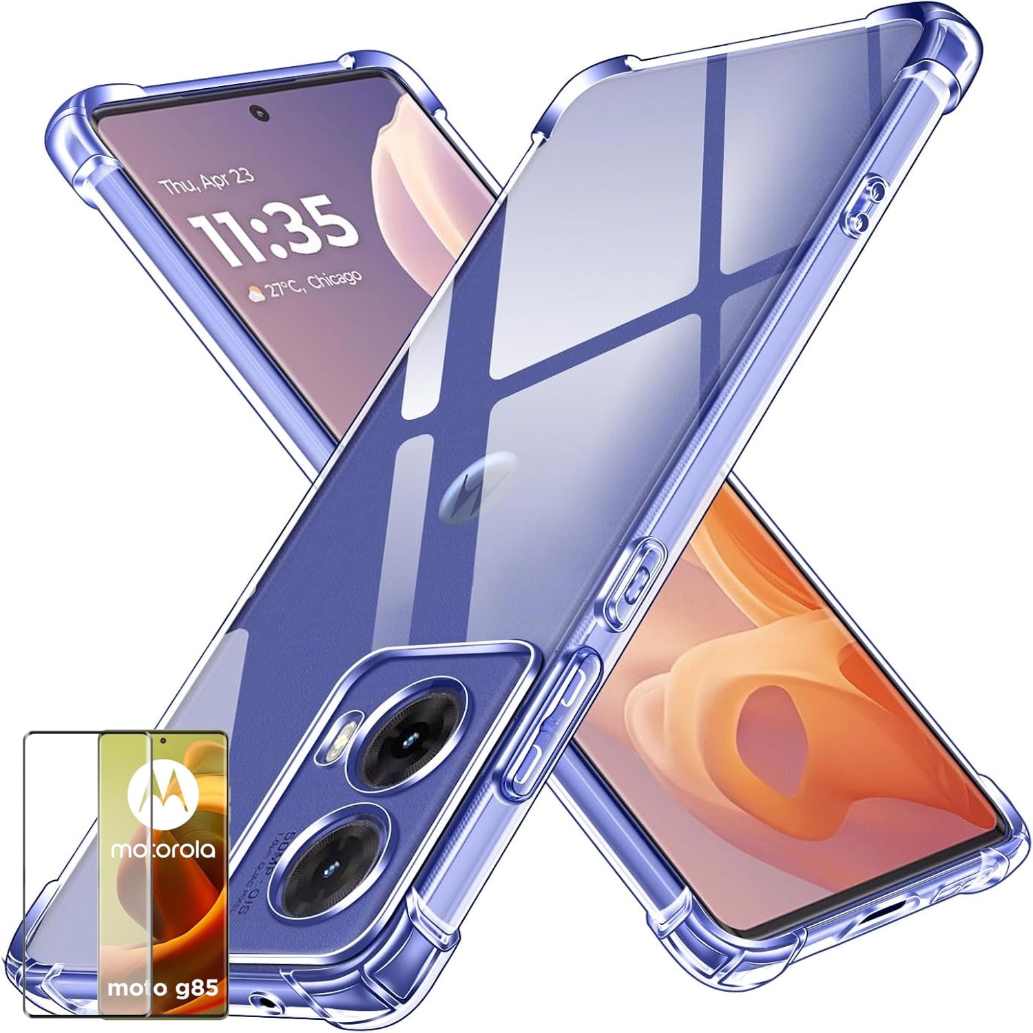 F&uuml;r Motorola Moto G85 Schock TPU Silikon H&uuml;lle + 4D Curved Hart Glas - Bild 1