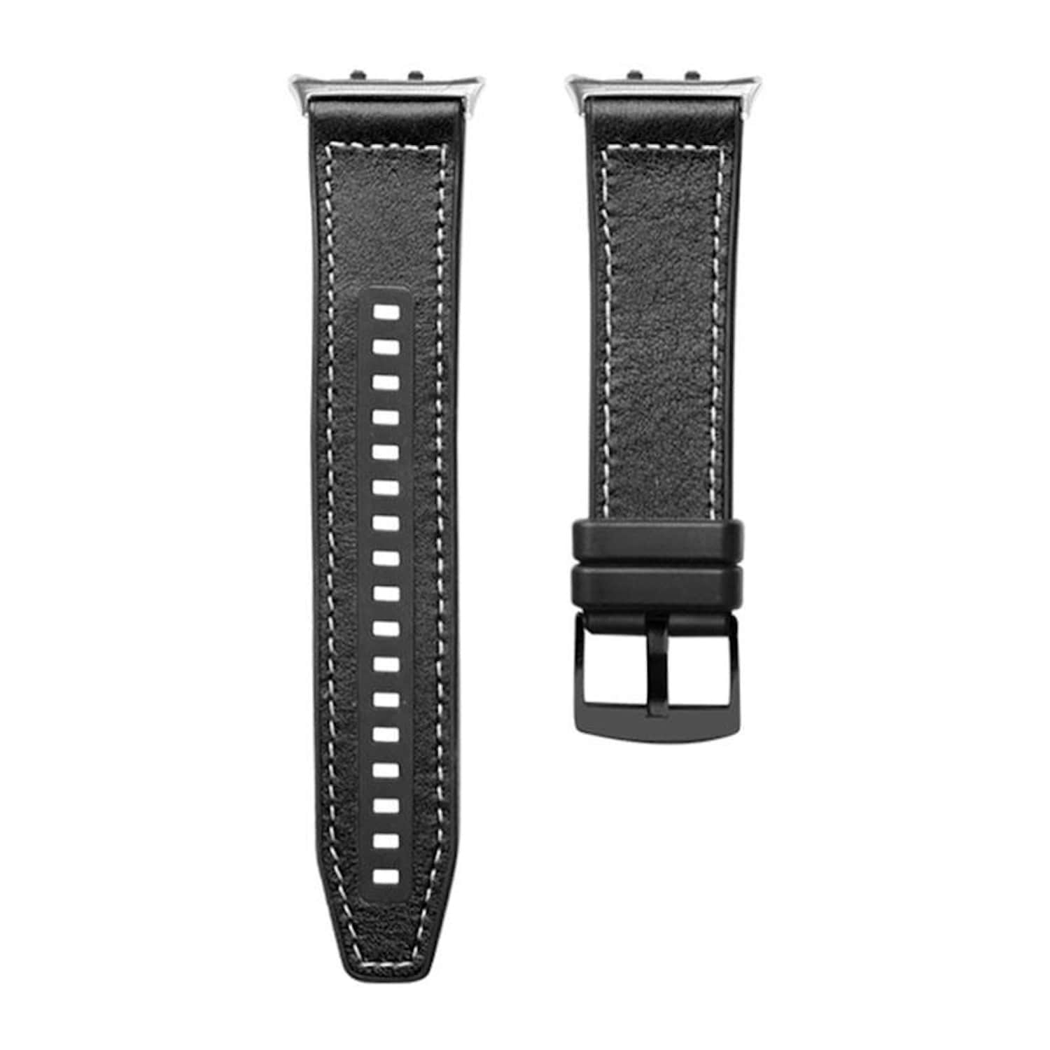 F&uuml;r Honor Watch 5 Hochwertiges Leder Hybrid Silikon Arm Band Schwarz - Bild 1