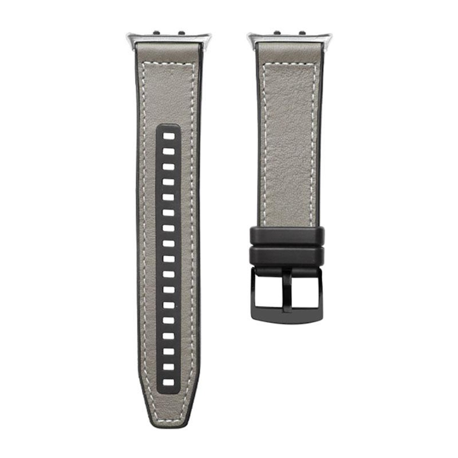 F&uuml;r Honor Watch 5 Hochwertiges Leder Hybrid Silikon Arm Band Grau - Bild 1