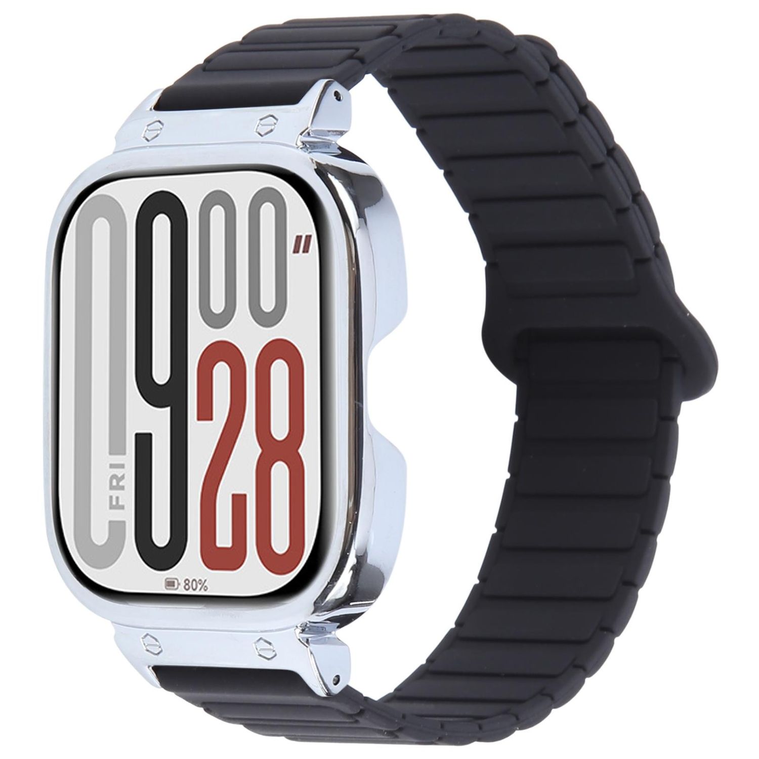 F&uuml;r Xiaomi Redmi Watch 5 / Watch 4 Armband mit Metall Geh&auml;use Schwarz - Bild 1