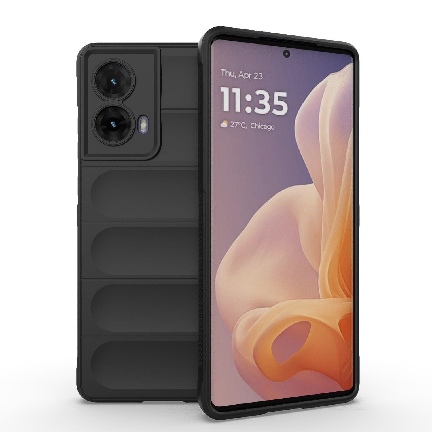 F&uuml;r Motorola Moto G85 5G Magic Shield TPU Handy H&uuml;lle Flanell Schwarz - Bild 1