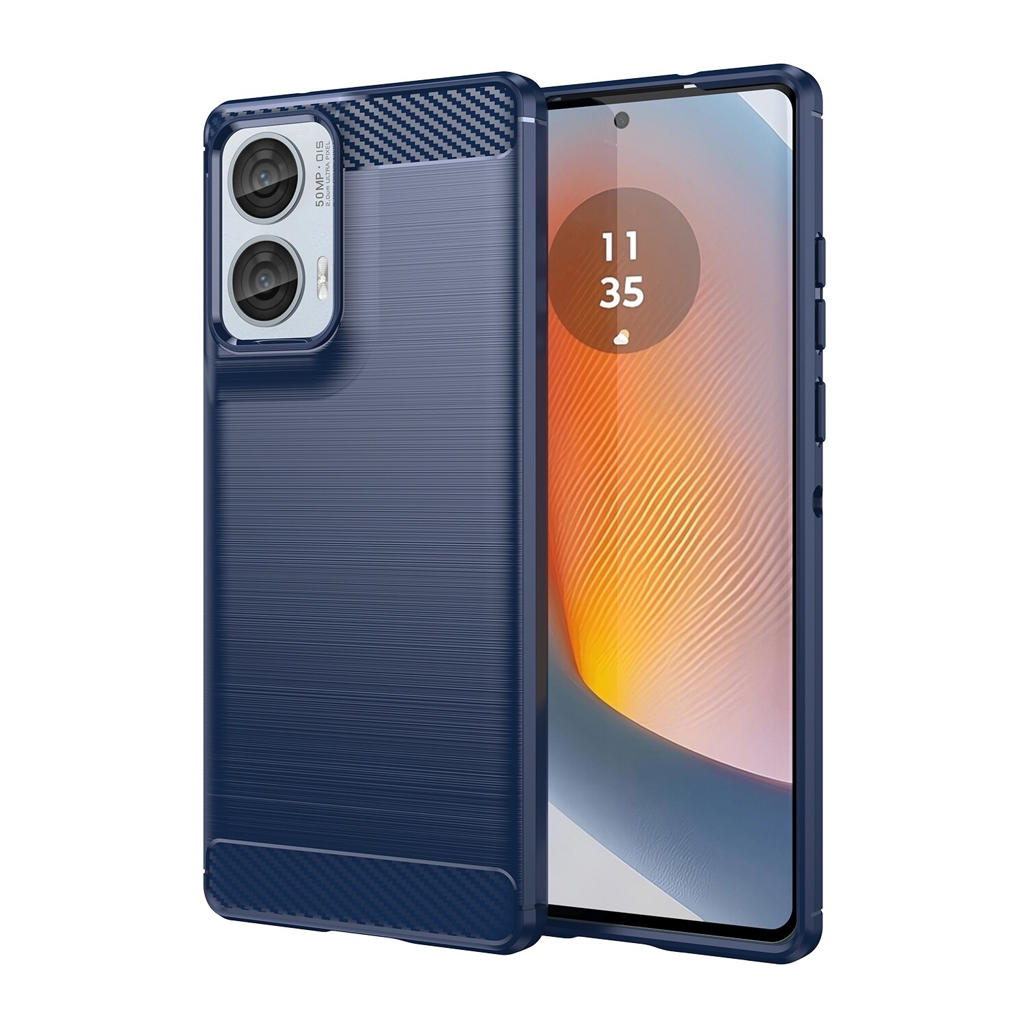 F&uuml;r Motorola Moto G85 5G Carbon Design Textur TPU Handy H&uuml;lle Blau - Bild 1