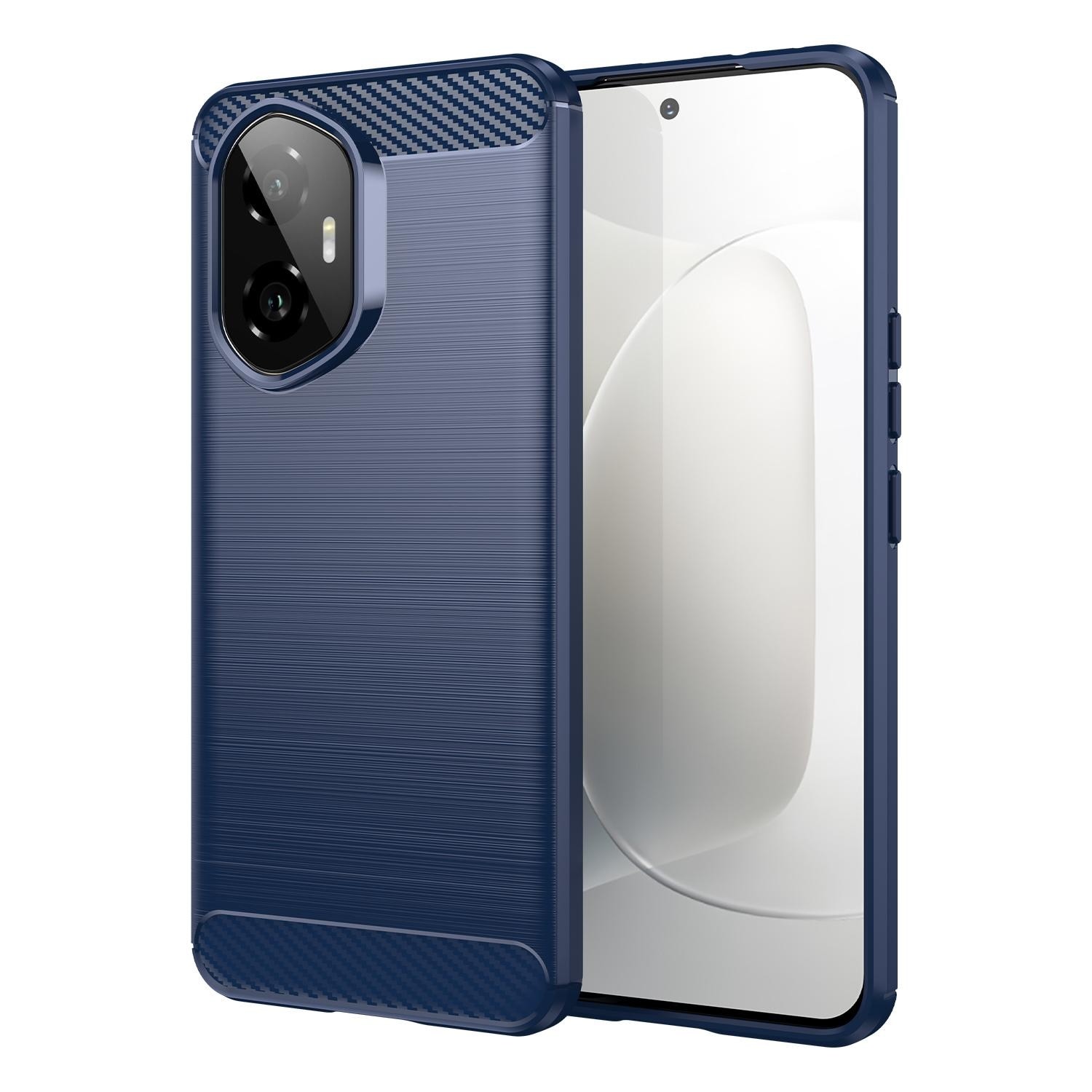 F&uuml;r Honor 300 Carbon Faser Brushed Design Textur TPU Handy H&uuml;lle Blau - Bild 1