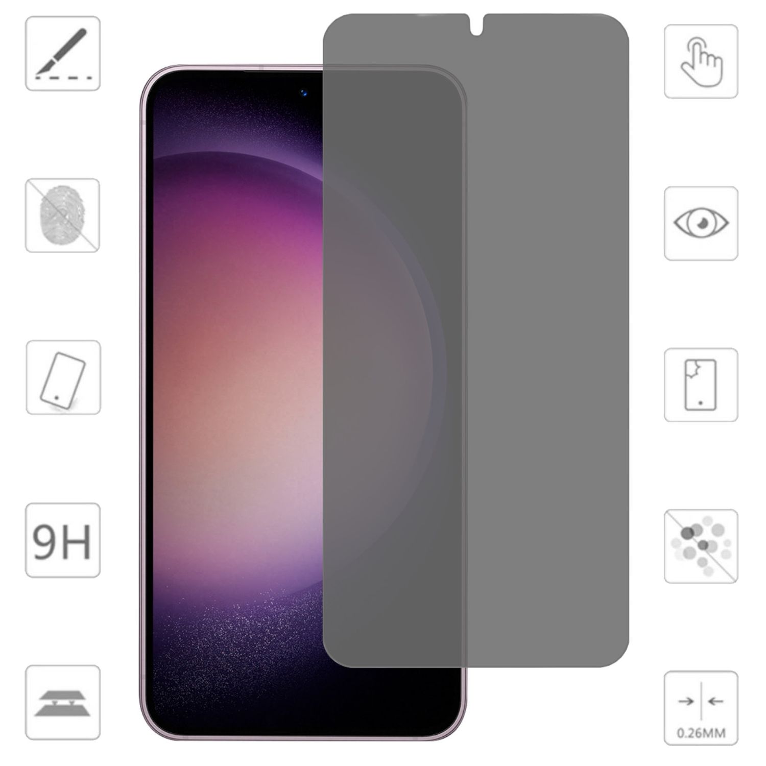 F&uuml;r Samsung Galaxy S25 5G 2x 2.5D 0,26mm Privacy H9 Hart Glas Schutz - Bild 1