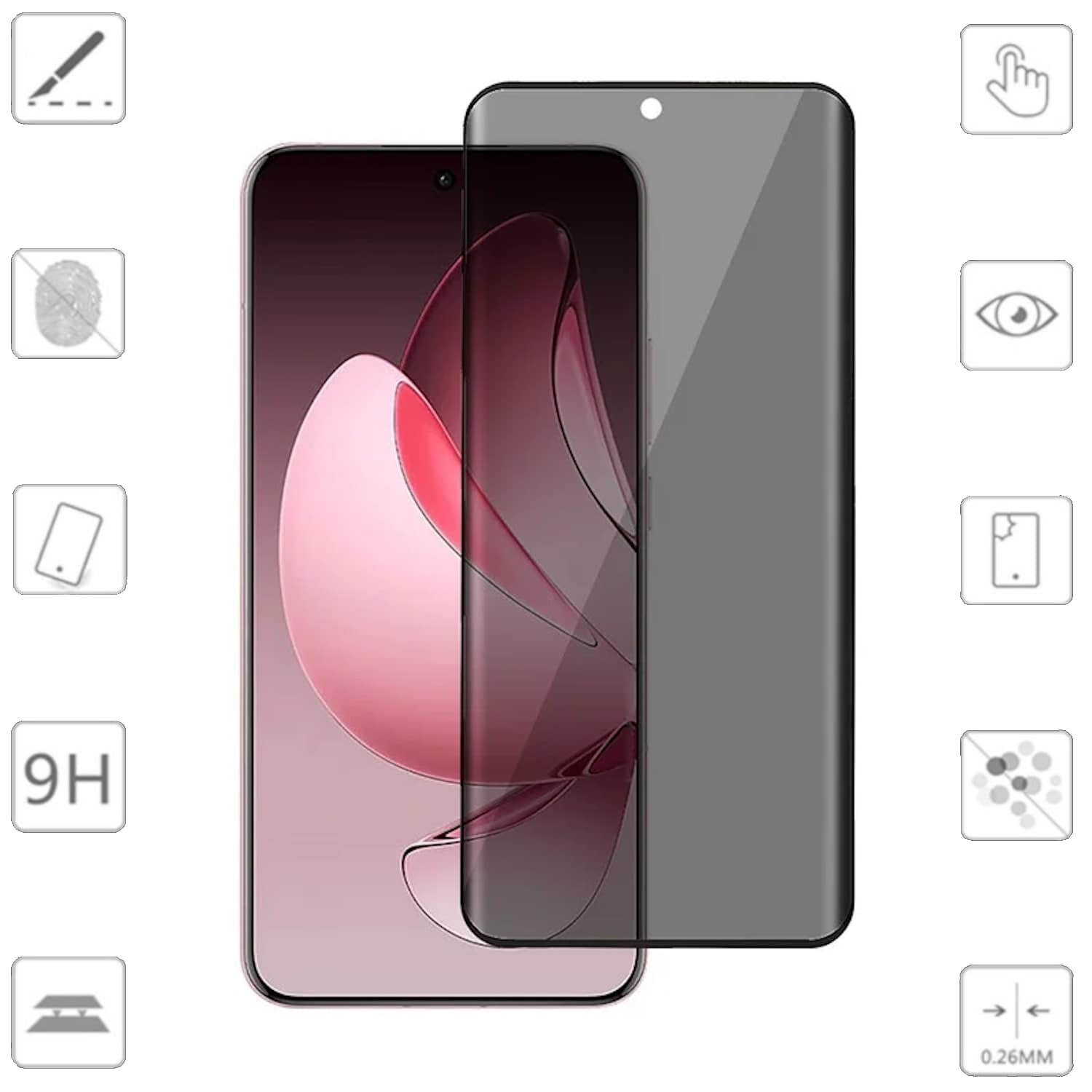 F&uuml;r Oppo Reno 13 Pro 5G 2x 4D Privacy Full Curved Hart Glas Schutz - Bild 1