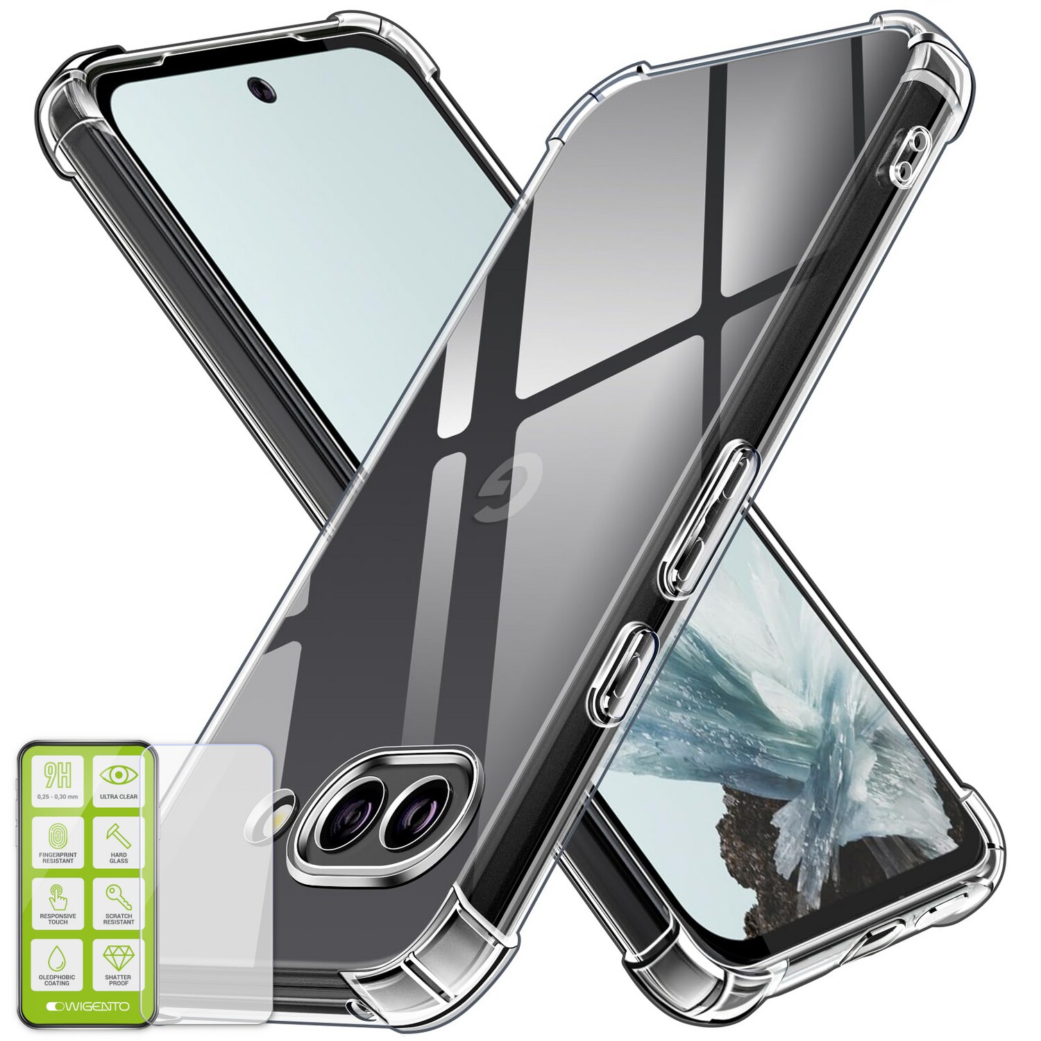 F&uuml;r Google Pixel 9a Schock TPU Silikon Schutz H&uuml;lle + 9H Hart Glas - Bild 1