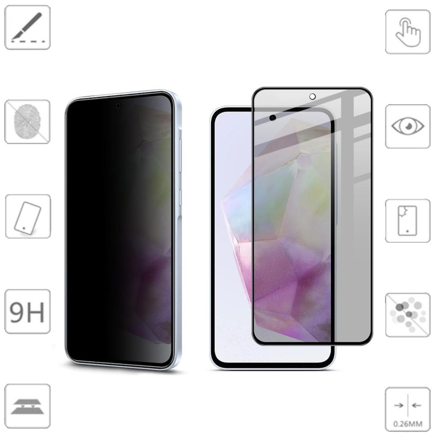 F&uuml;r Samsung Galaxy A56 / A36 1x 2.5D 0,26mm Privacy Display Hart Glas - Bild 1