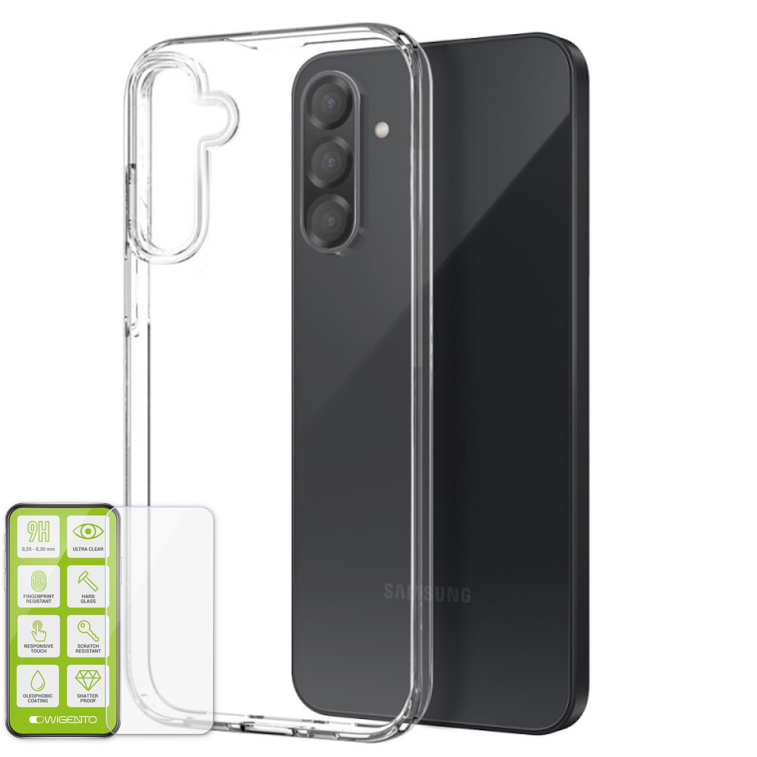 F&uuml;r Samsung Galaxy A56 / A36 Silikon TPU H&uuml;lle Transparent + Hart Glas - Bild 1