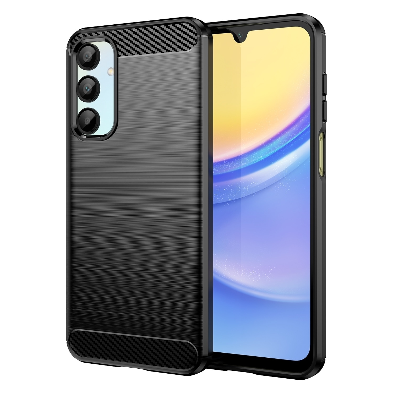 F&uuml;r Samsung Galaxy A56 / A36 Carbon Design Textur TPU H&uuml;lle Schwarz - Bild 1