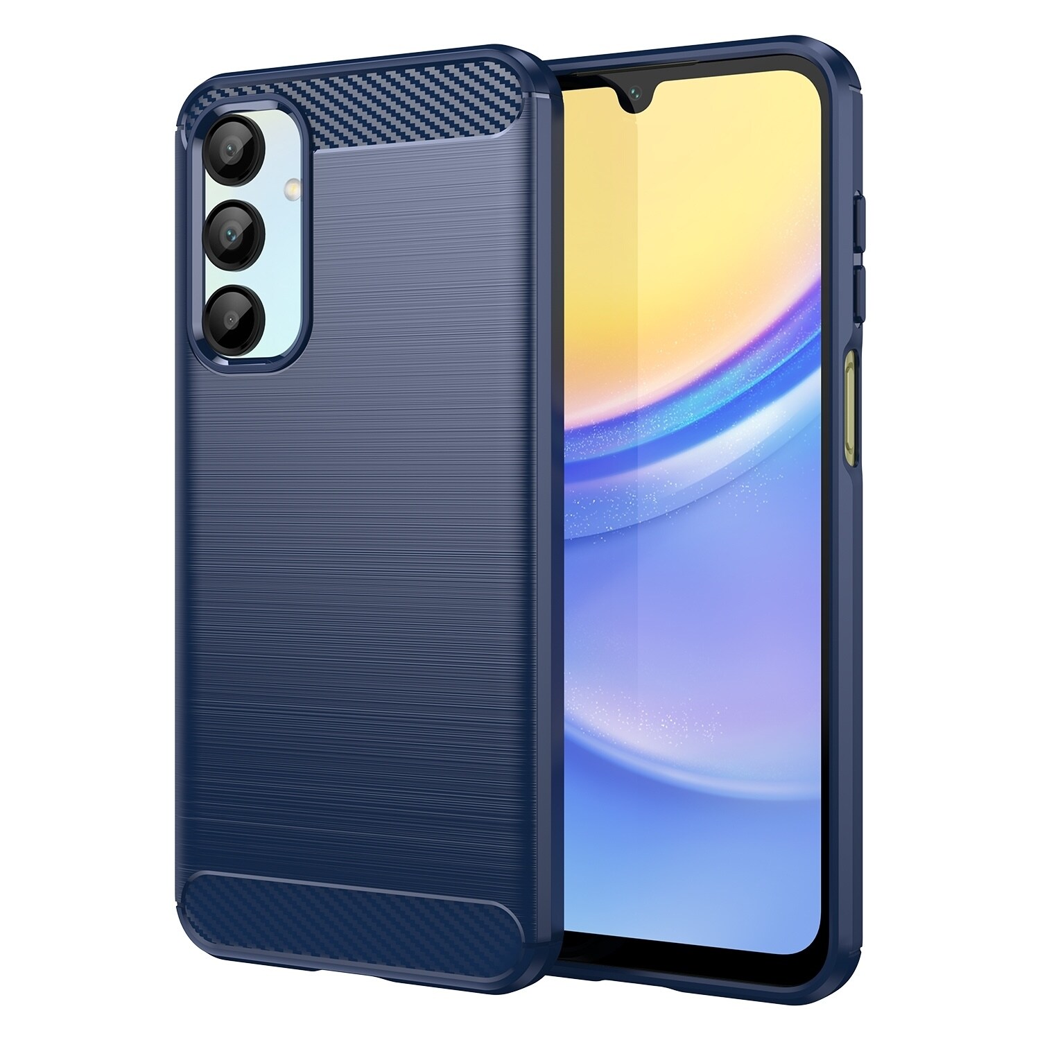 F&uuml;r Samsung Galaxy A56 / A36 Carbon Brushed Design TPU H&uuml;lle Case Blau - Bild 1