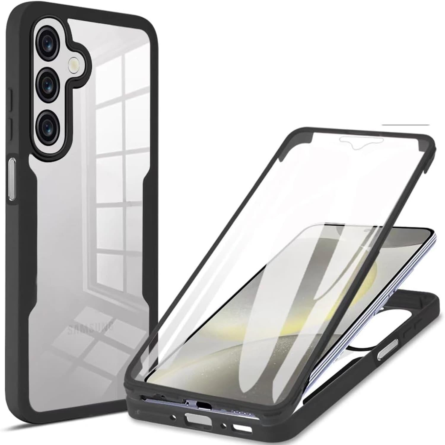 F&uuml;r Samsung Galaxy A56 / A36 Full 360 Acrylic Hybrid TPU H&uuml;lle Schwarz - Bild 1