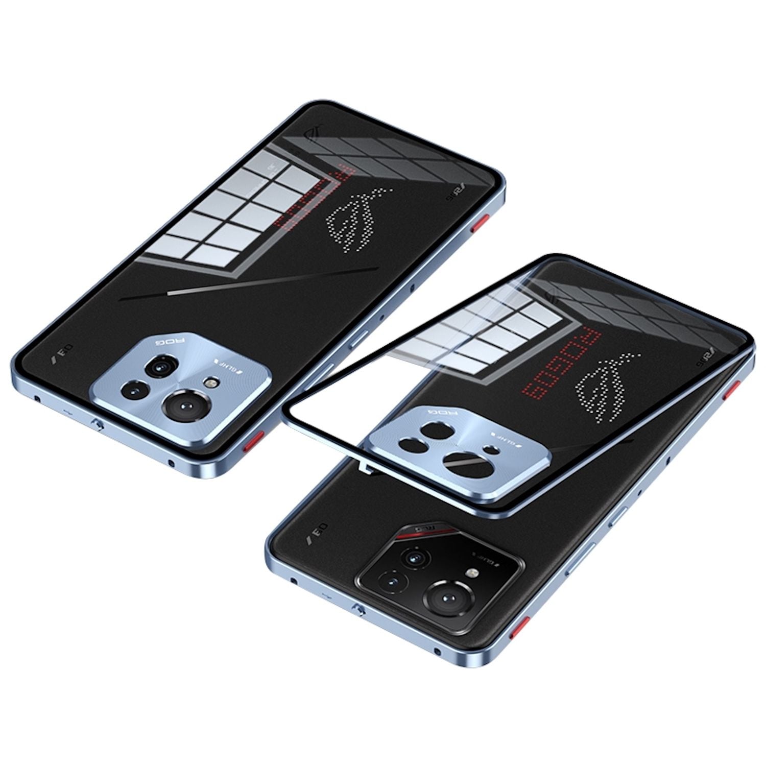 F&uuml;r Asus ROG Phone 9 / 9 Pro Snap Metall Rahmen Mattierte H&uuml;lle Blau - Bild 1