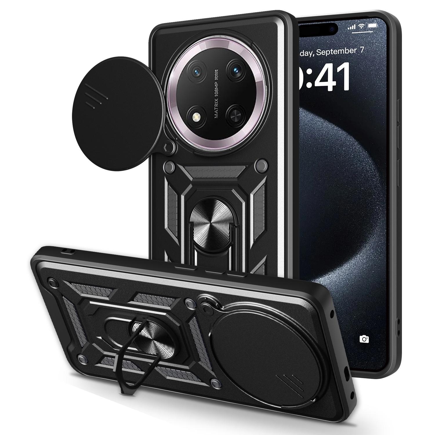 F&uuml;r Honor Magic 7 Lite / X9c Sliding Kamera TPU PC Ring H&uuml;lle Schwarz - Bild 1