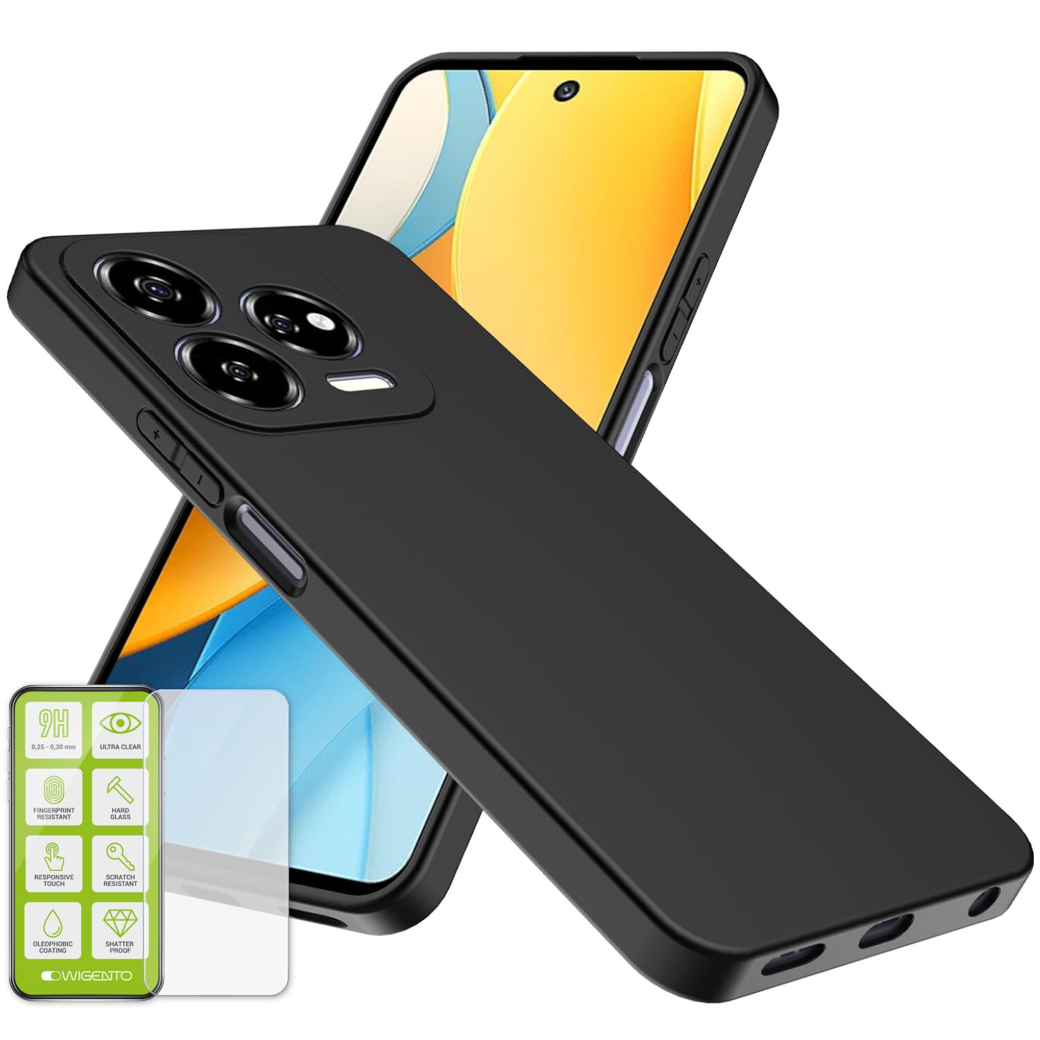 F&uuml;r ZTE Blade V70 Vita Silikon TPU Schutz H&uuml;lle Schwarz + H9 Hart Glas - Bild 1