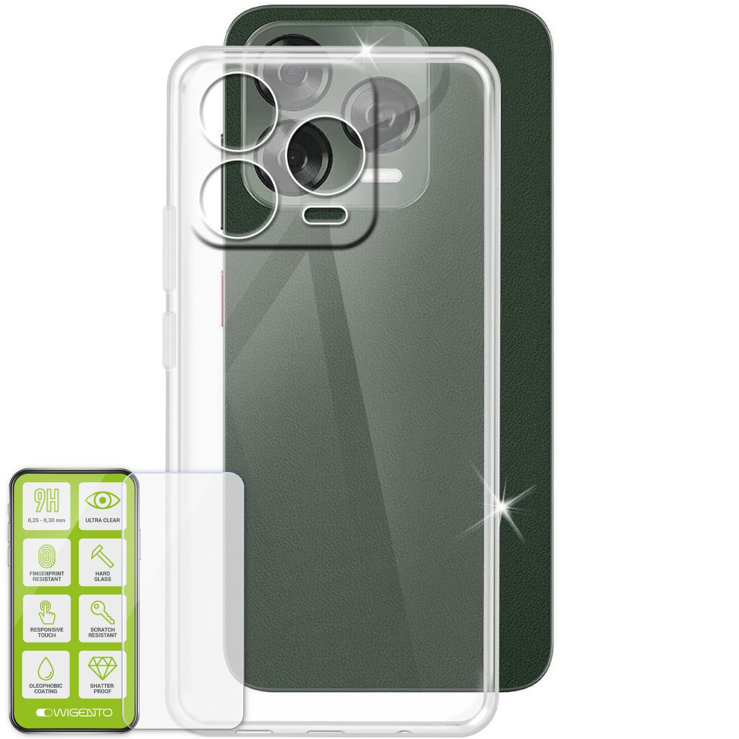 F&uuml;r ZTE Blade V70 Vita Silikon TPU H&uuml;lle Transparent + 9H Hart Glas - Bild 1