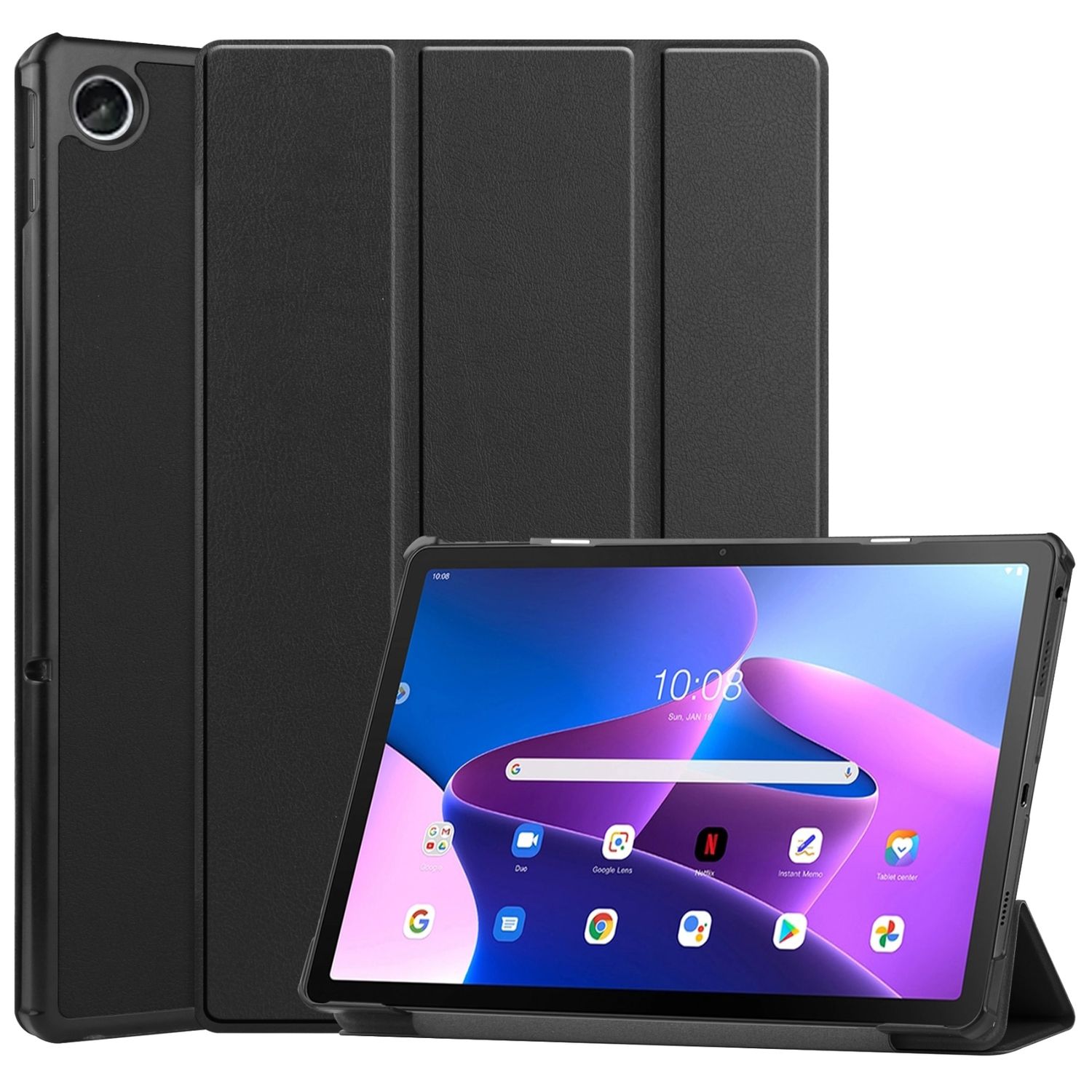F&uuml;r Lenovo Tab M10 Plus 10.3 Zoll 3folt Wake UP Tasche H&uuml;lle Schwarz - Bild 1