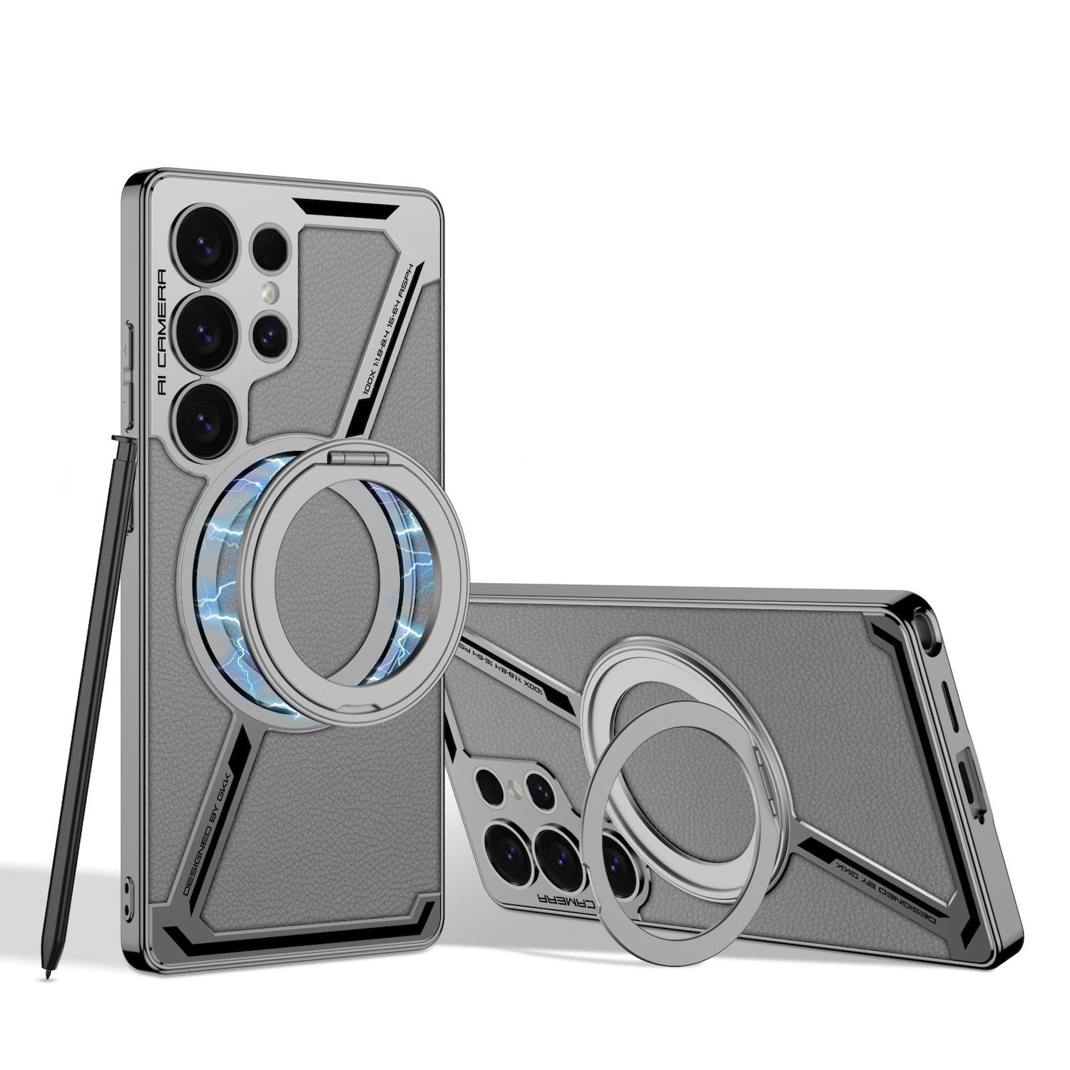 F&uuml;r Samsung Galaxy S25 Ultra GKK Magsafe Z - Design Schutz H&uuml;lle Grau - Bild 1