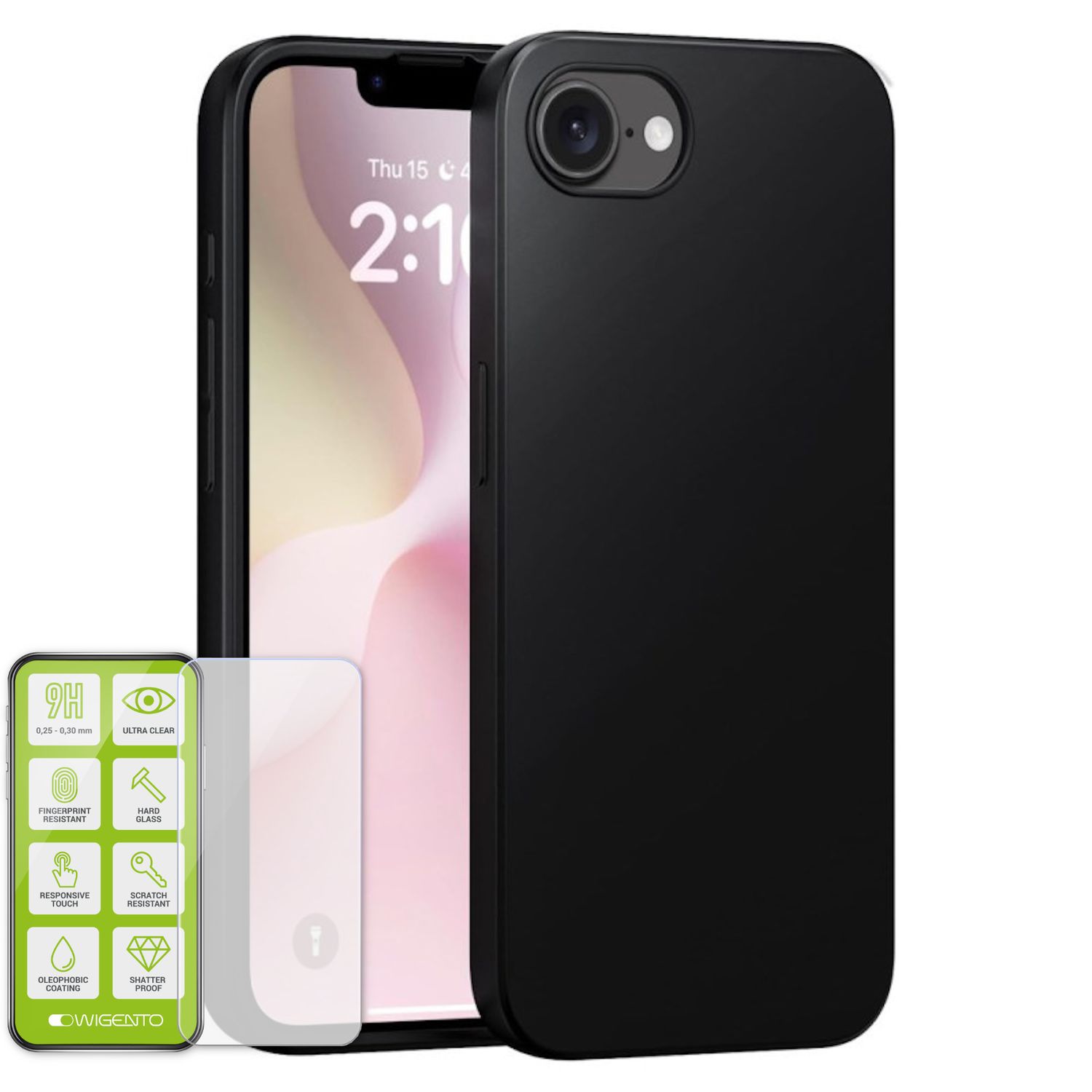 + Schutzglas f&uuml;r Apple iPhone 17e / 16e 9H TPU Set Schwarz - Bild 1