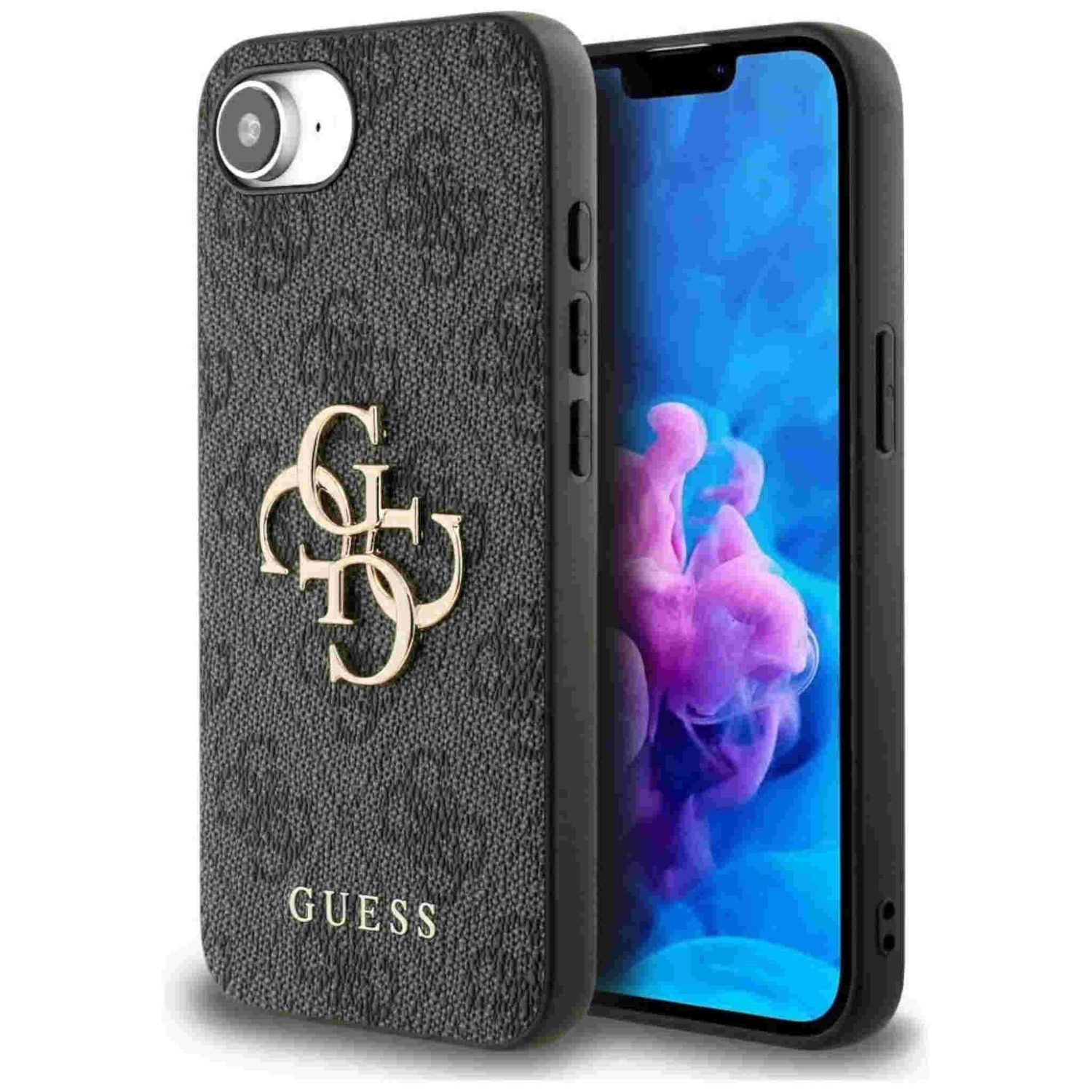 Guess Apple iPhone 16e 4G Big Logo Schutzh&uuml;lle Case Etui Schwarz - Bild 1
