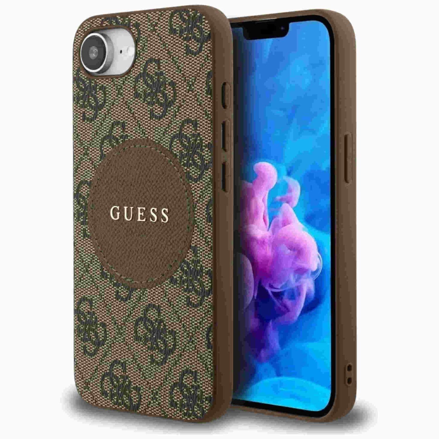 Guess Apple iPhone 16e Circle Classic Logo MagSafe H&uuml;lle Case Braun - Bild 1