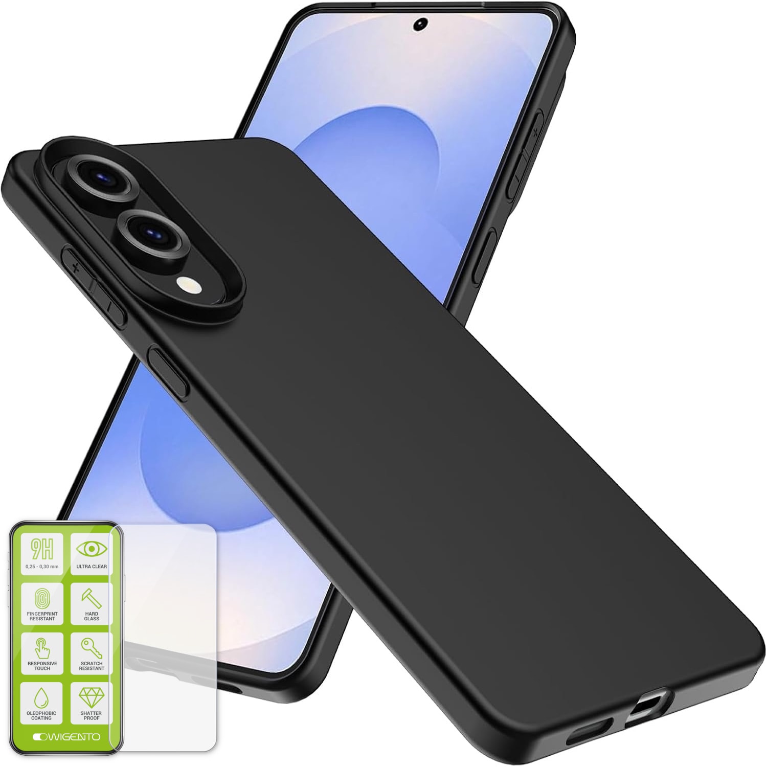 F&uuml;r Samsung Galaxy S25 Edge 5G Silikon TPU H&uuml;lle Schwarz + Hart Glas - Bild 1