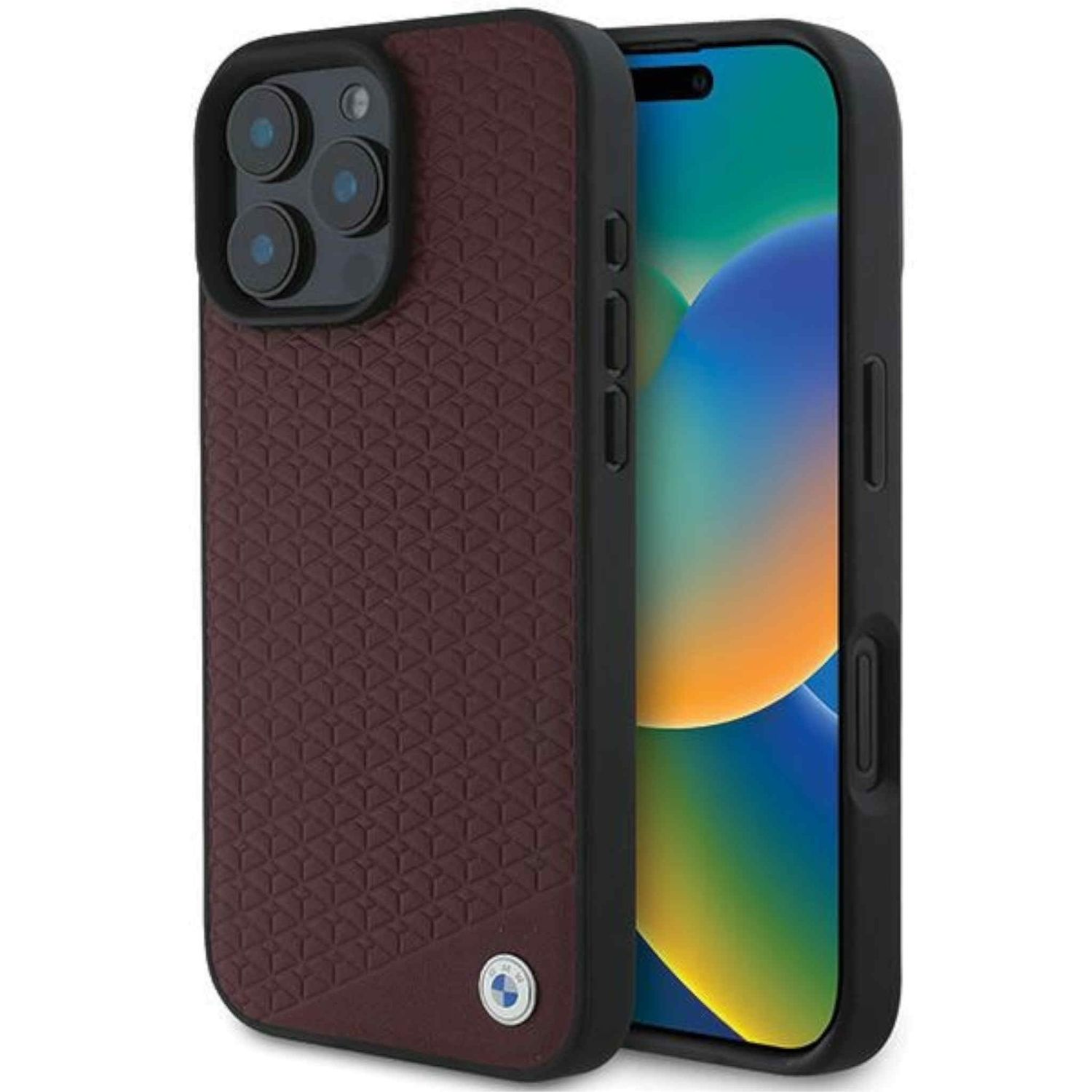 BMW Apple iPhone 16 Pro Max Leather Diamond Metal Logo MagSafe Case - Bild 1