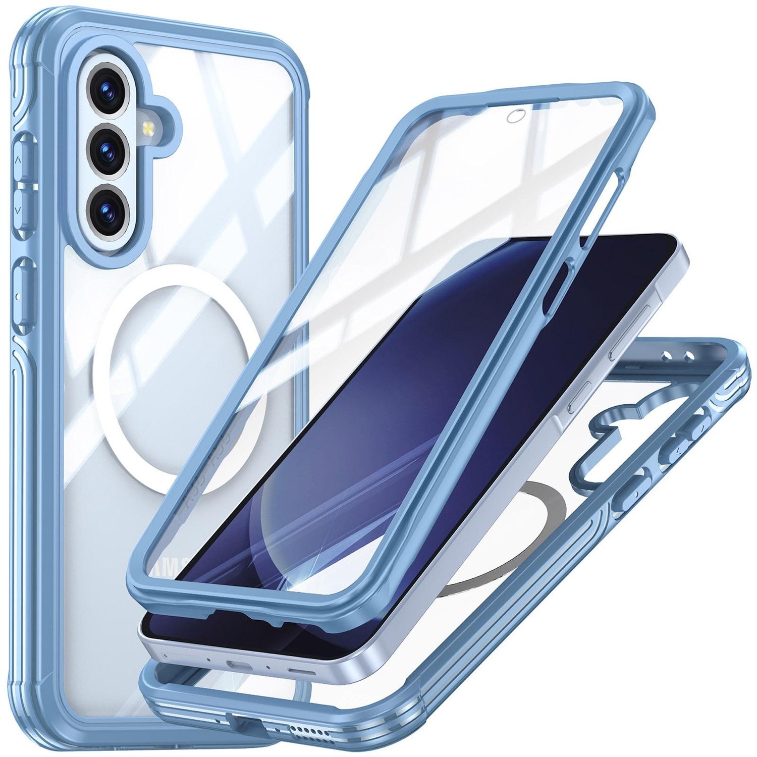 F&uuml;r Samsung Galaxy A56 / A36 MagSafe 360 Grad Hybrid Bumper Hellblau - Bild 1