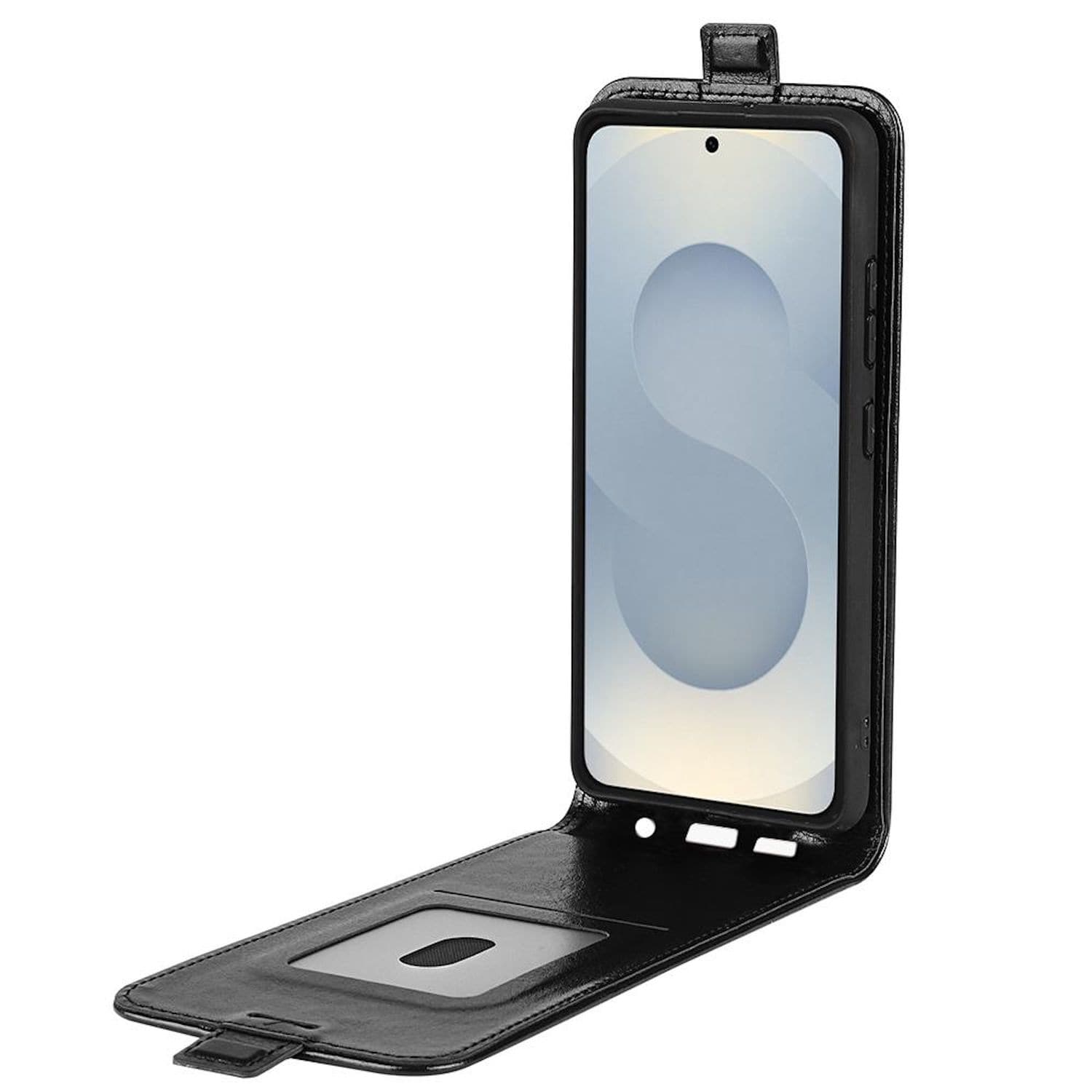 F&uuml;r Samsung Galaxy S25 Edge Vertikale Flip Schutz Tasche H&uuml;lle Schwarz - Bild 1