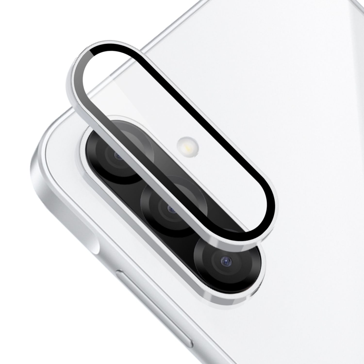 F&uuml;r Samsung Galaxy A26 / A36 / A56 Aluminium Ring + Hart Glas Silver - Bild 1