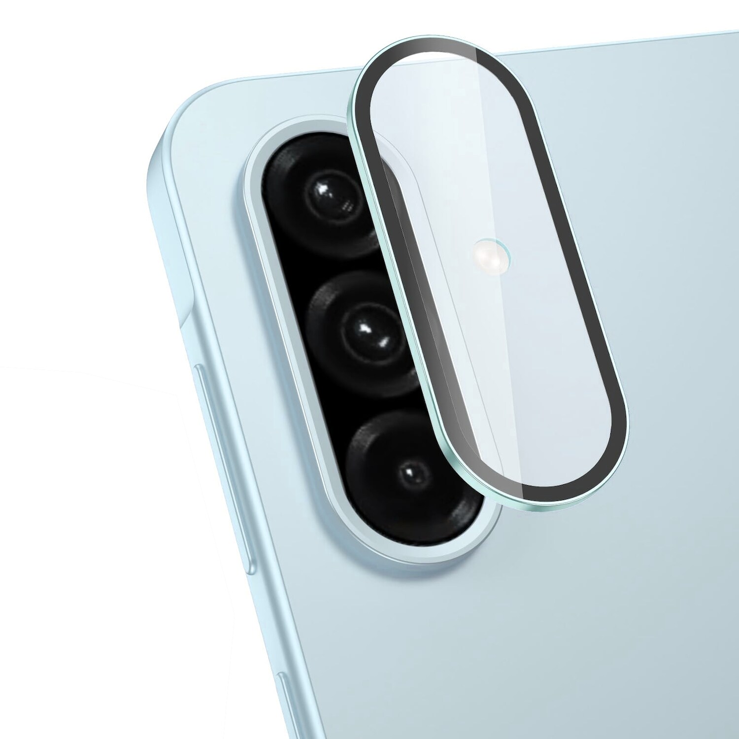 F&uuml;r Samsung Galaxy A26 / A36 / A56 Aluminium Ring + Hart Glas Hellblau - Bild 1