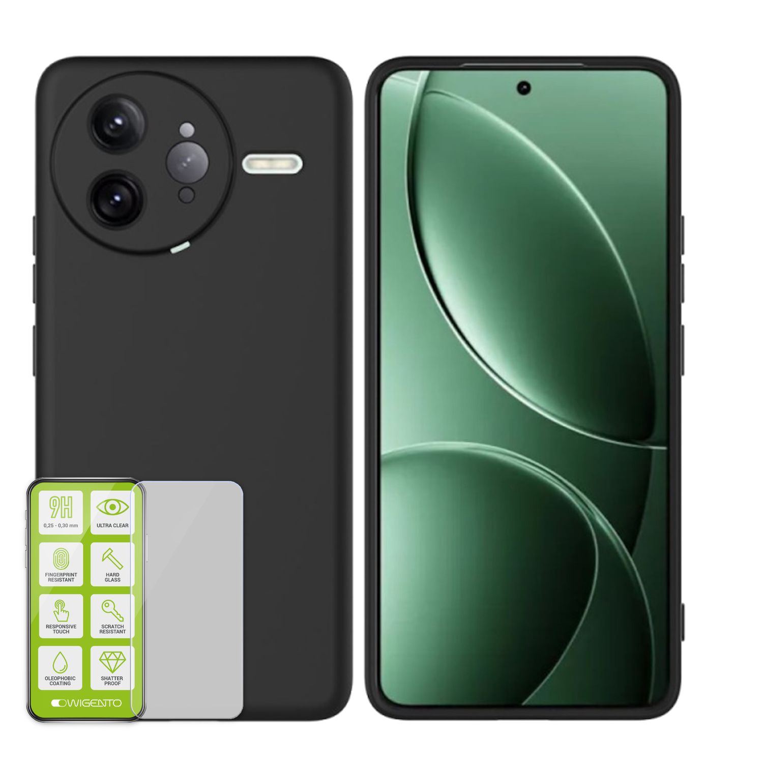 F&uuml;r Xiaomi Poco F7 Ultra Silikon TPU Schutz H&uuml;lle Schwarz + Hart Glas - Bild 1