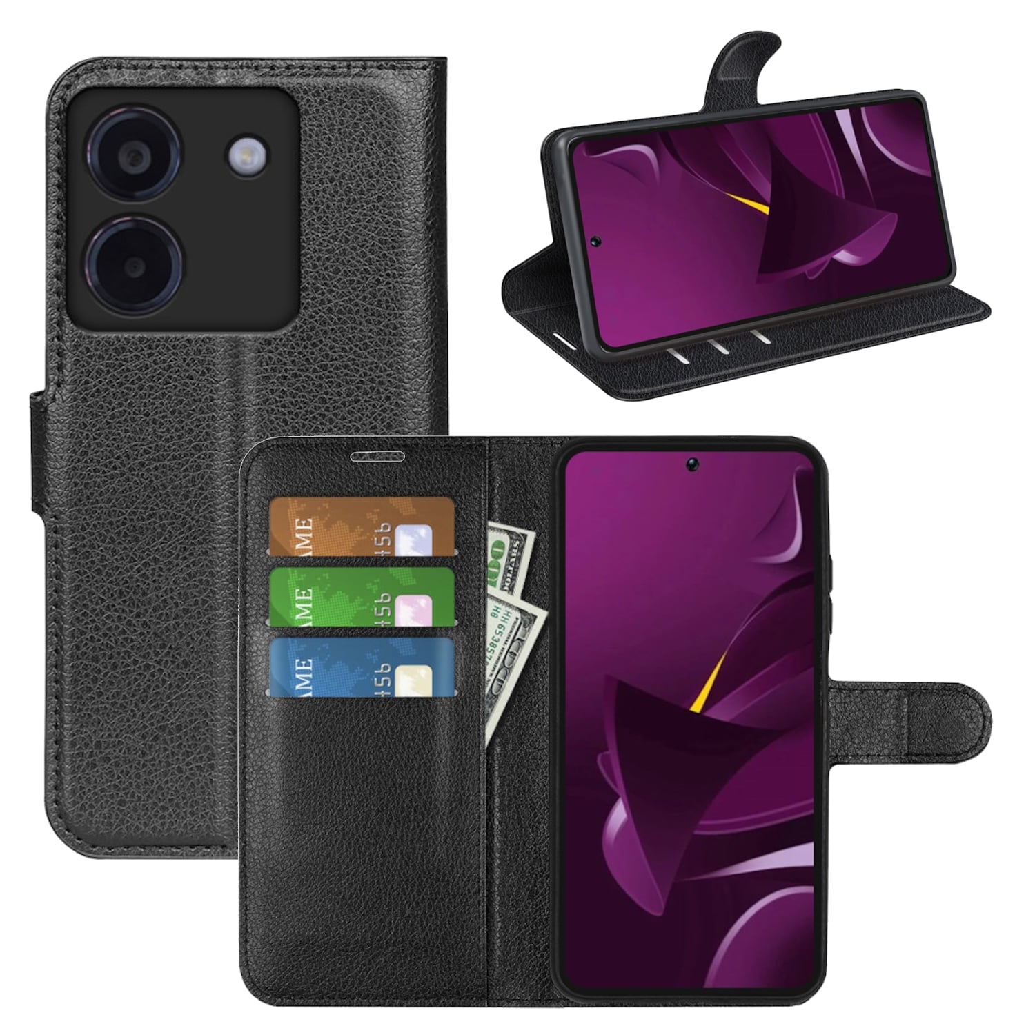 F&uuml;r Xiaomi Poco X7 Pro 5G / Redmi Turbo 4 Kunstleder Wallet H&uuml;lle Case - Bild 1