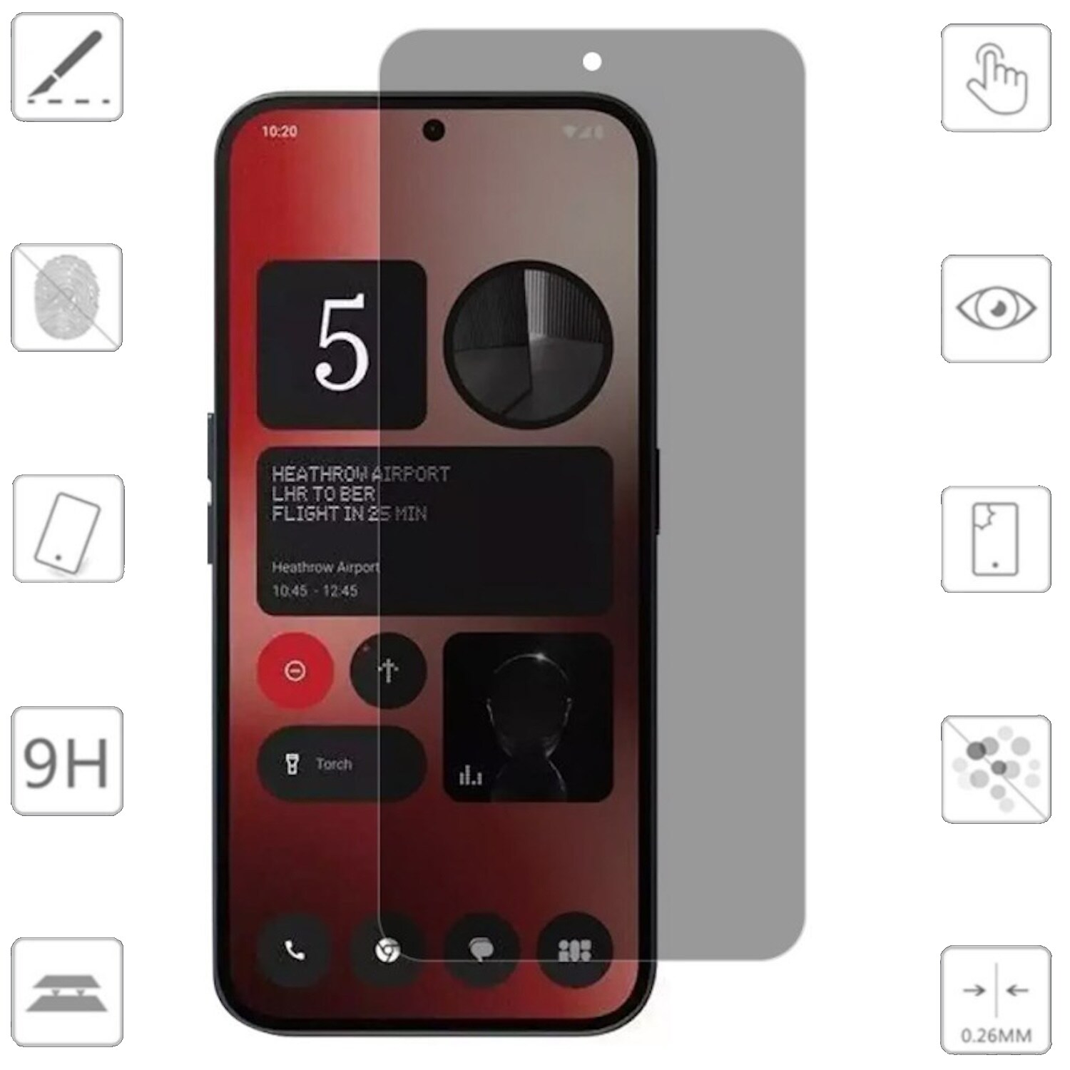 F&uuml;r Nothing Phone 3a / 3a Pro 1x 2.5D 0,26mm Privacy Display Hart Glas - Bild 1