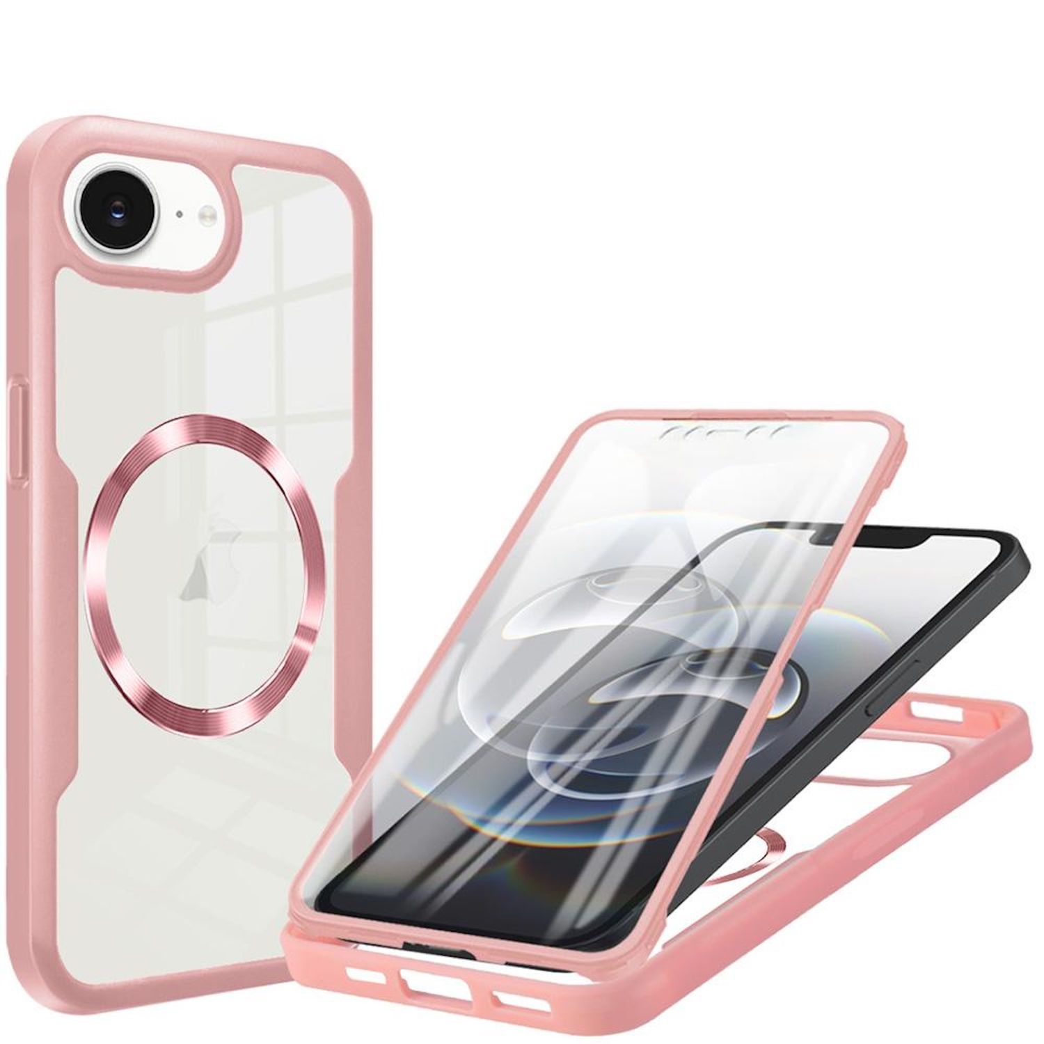 f&uuml;r Apple iPhone 17e / 16e Full 360 Grad Acrylic Hybrid TPU H&uuml;lle Rosa - Bild 1