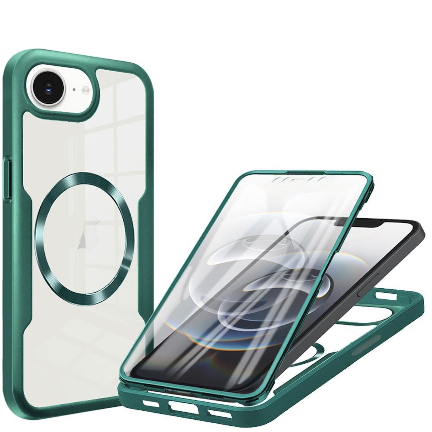 F&uuml;r Apple iPhone 16e Full Body 360 Grad Acrylic Hybrid TPU H&uuml;lle Gr&uuml;n - Bild 1