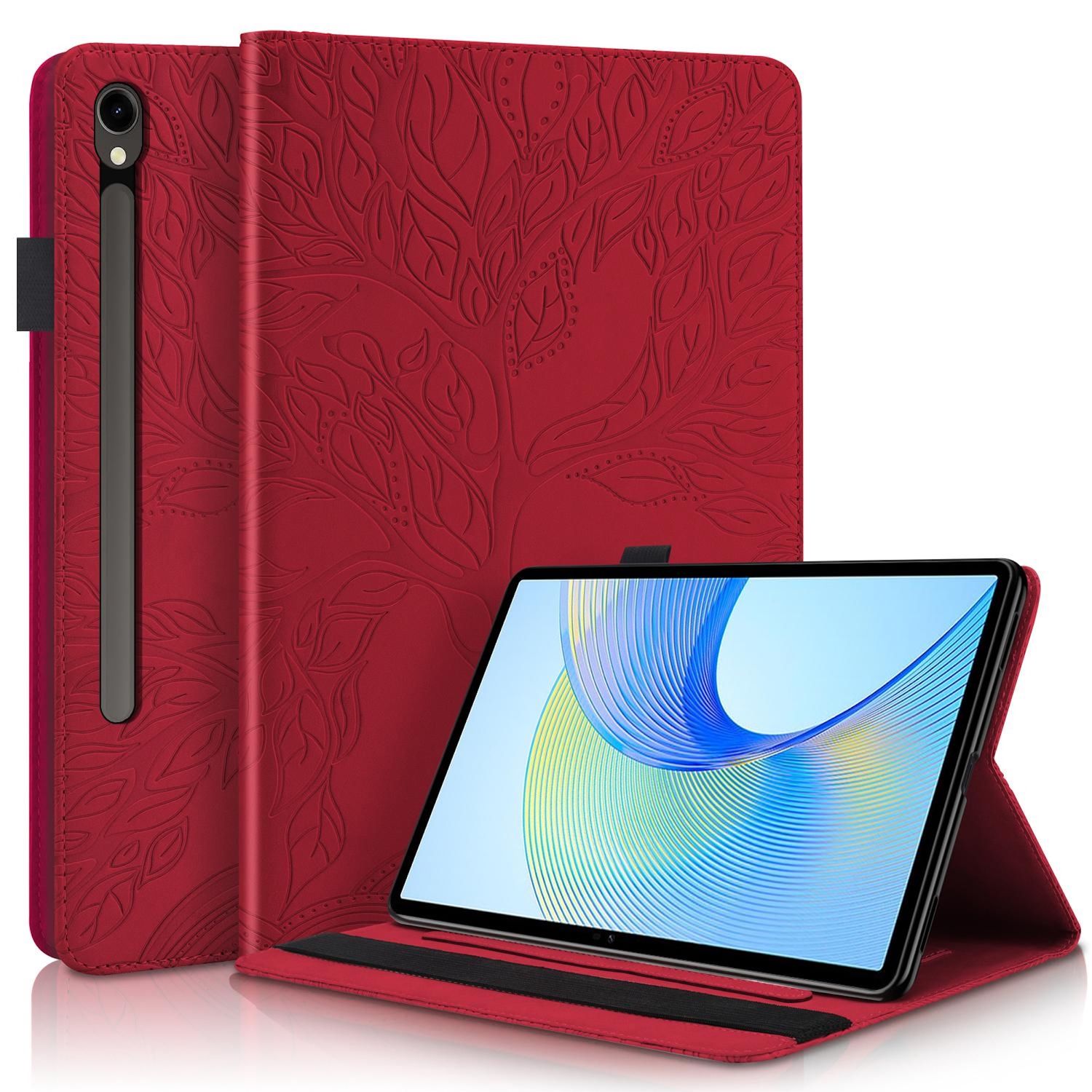 F&uuml;r Samsung Galaxy Tab S10 Plus / S9 Plus Kunstleder Tasche Rot - Bild 1