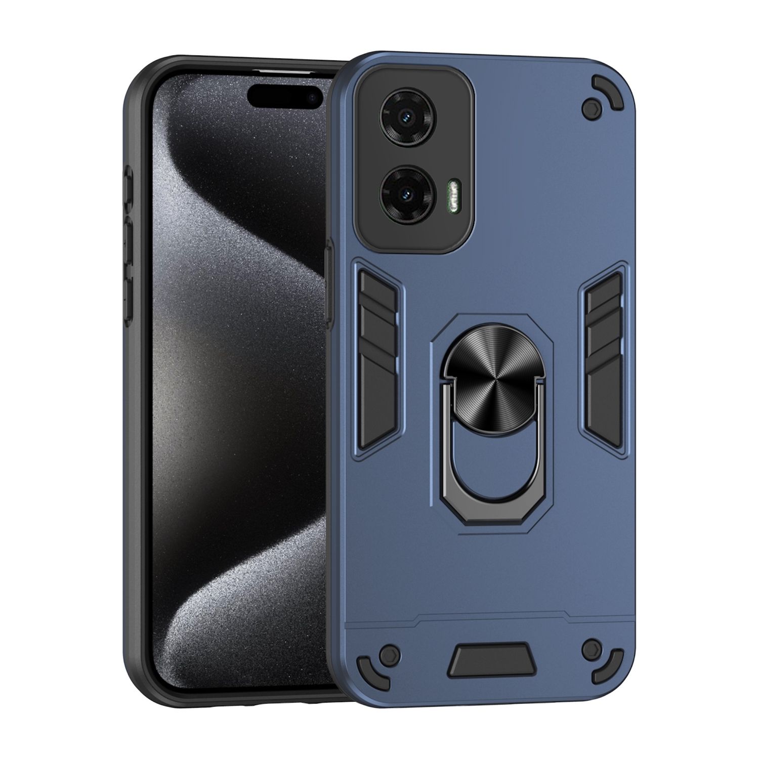 F&uuml;r Motorola Moto G35 Armor Magnet Ring Schutz Handy H&uuml;lle Case Blau - Bild 1
