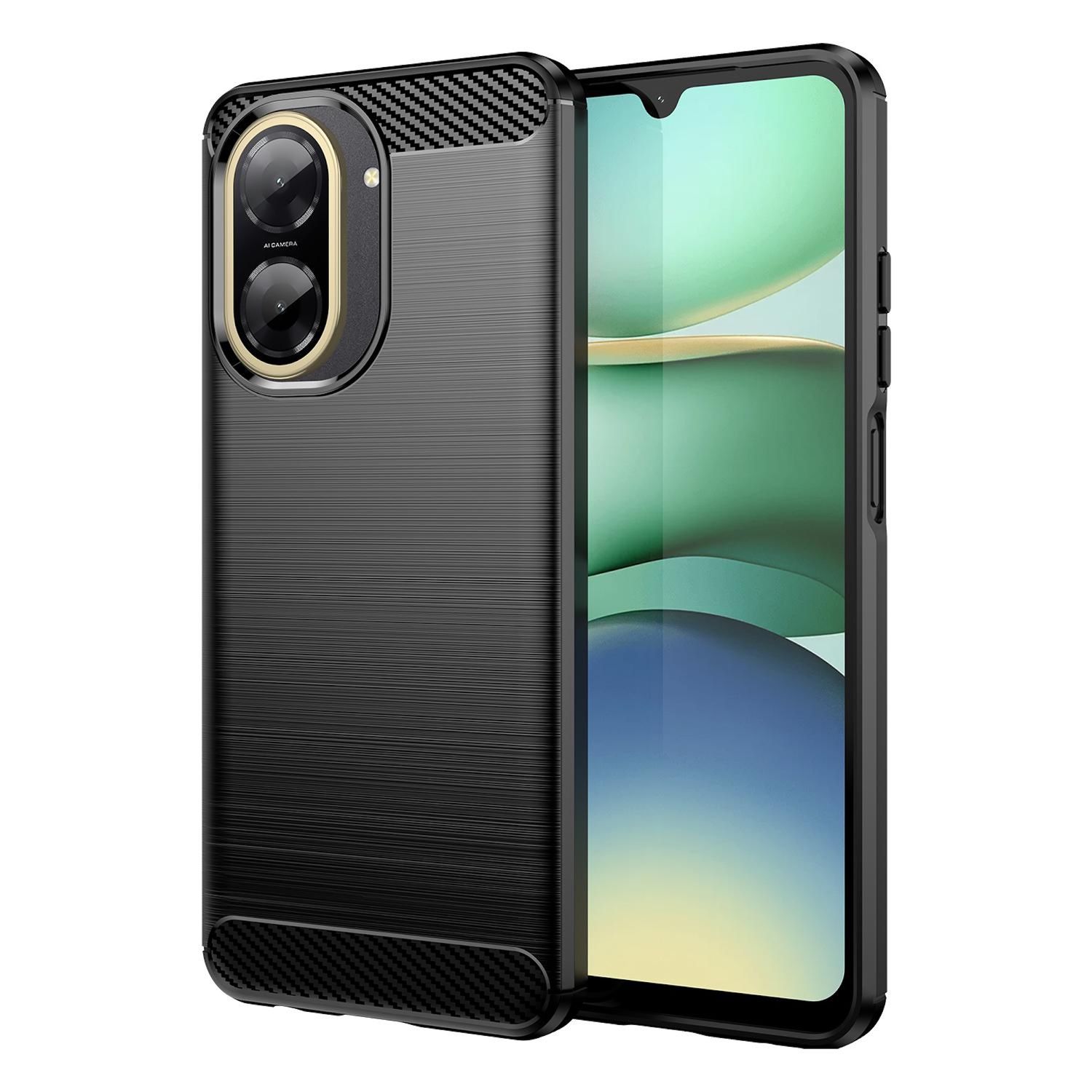 F&uuml;r Xiaomi Redmi A5 4G / Poco C71 Carbon Design TPU H&uuml;lle Schwarz - Bild 1