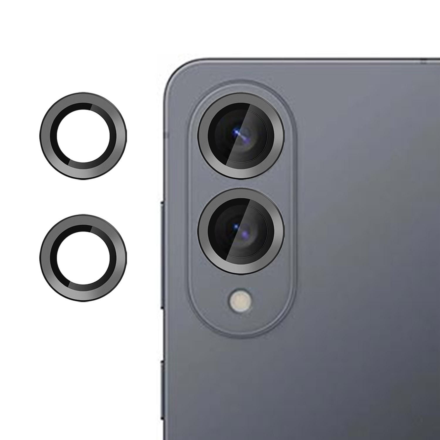 F&uuml;r Samsung Galaxy S25 Edge 5G Aluminium Ring + 9H Hart Glas Schwarz - Bild 1