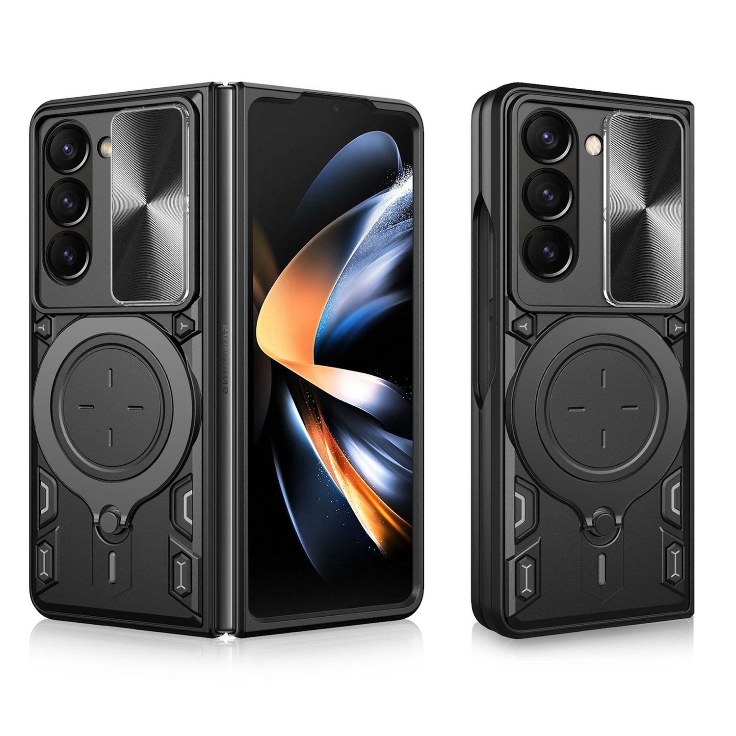 F&uuml;r Samsung Galaxy Z Fold7 5G Sliding Kamera TPU PC Ring H&uuml;lle Schwarz - Bild 1