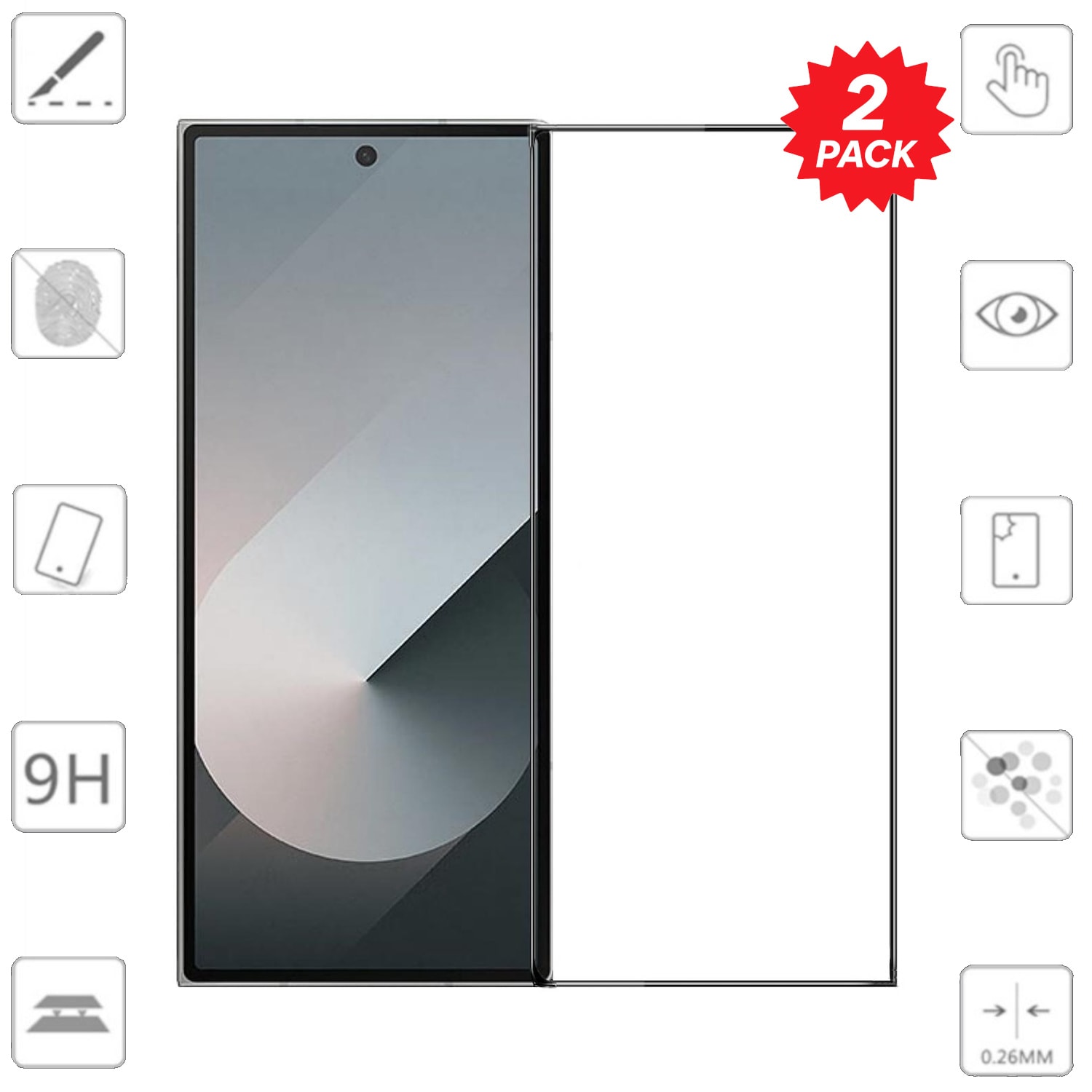 F&uuml;r Samsung Galaxy Z Fold7 5G 2x 3D Premium Full 9H 0,3 mm Hart Glas - Bild 1