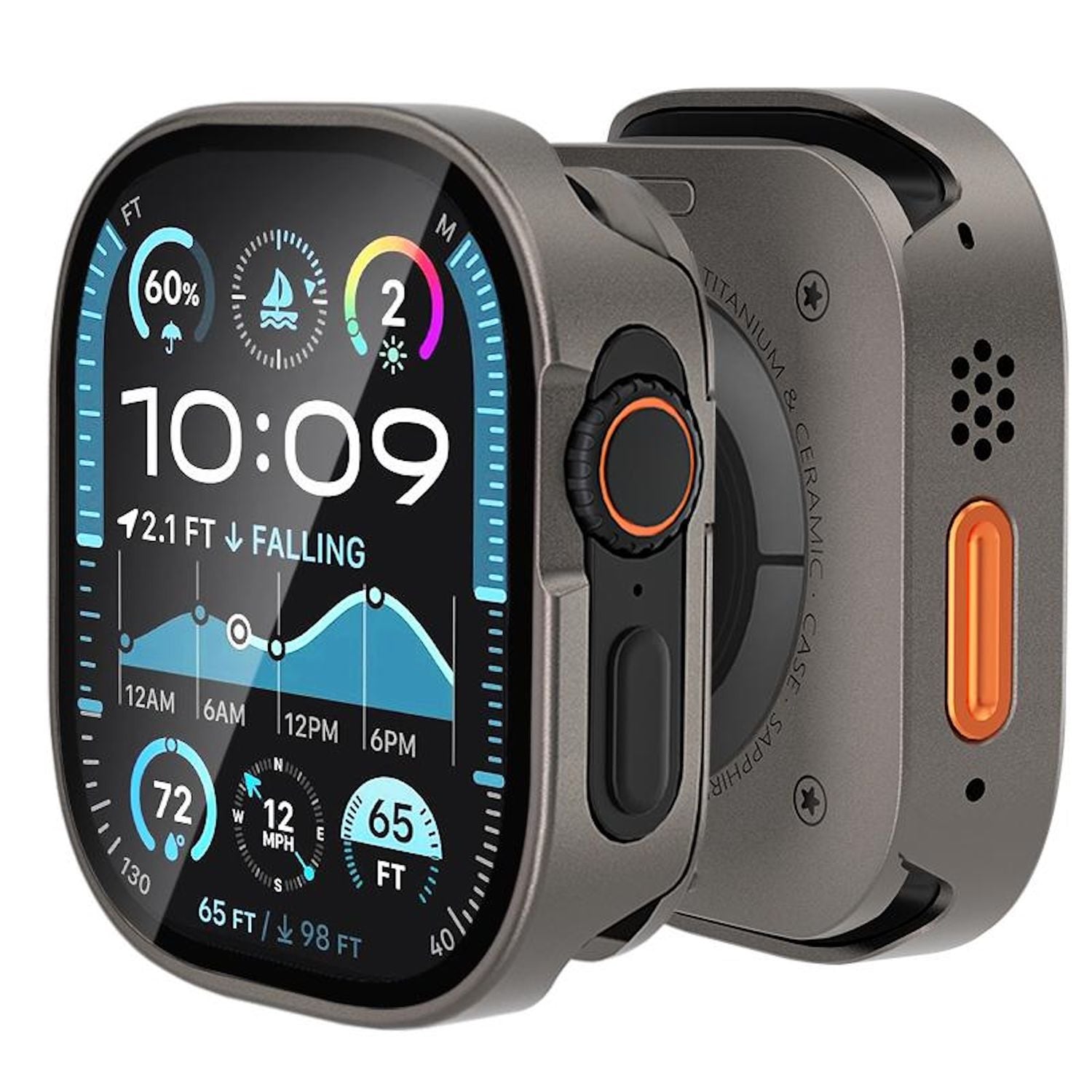 F&uuml;r Apple Watch Ultra 2 / 1 49mm Aluminium H&uuml;lle + 9H Hart Glas Titan - Bild 1