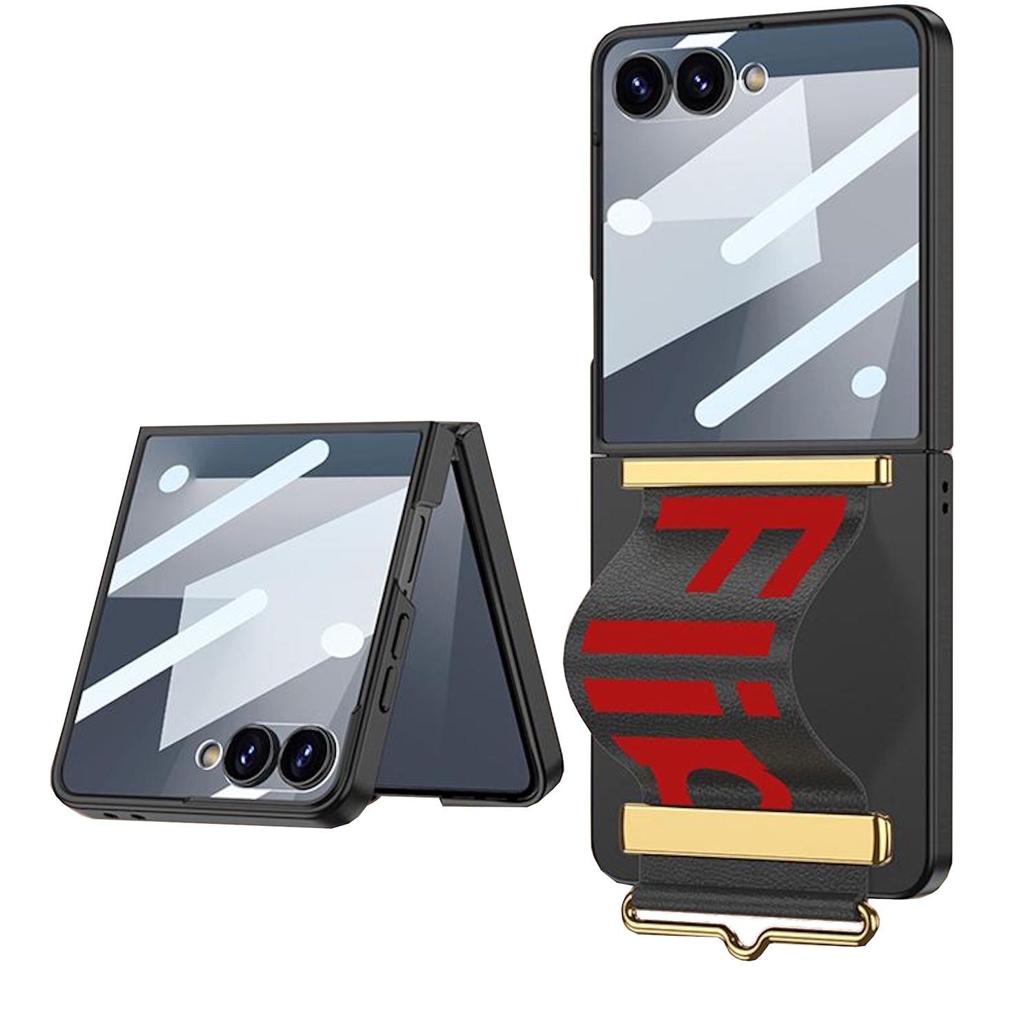 F&uuml;r Samsung Galaxy Z Flip7 GKK Displayschutz Trage Band H&uuml;lle Schwarz - Bild 1